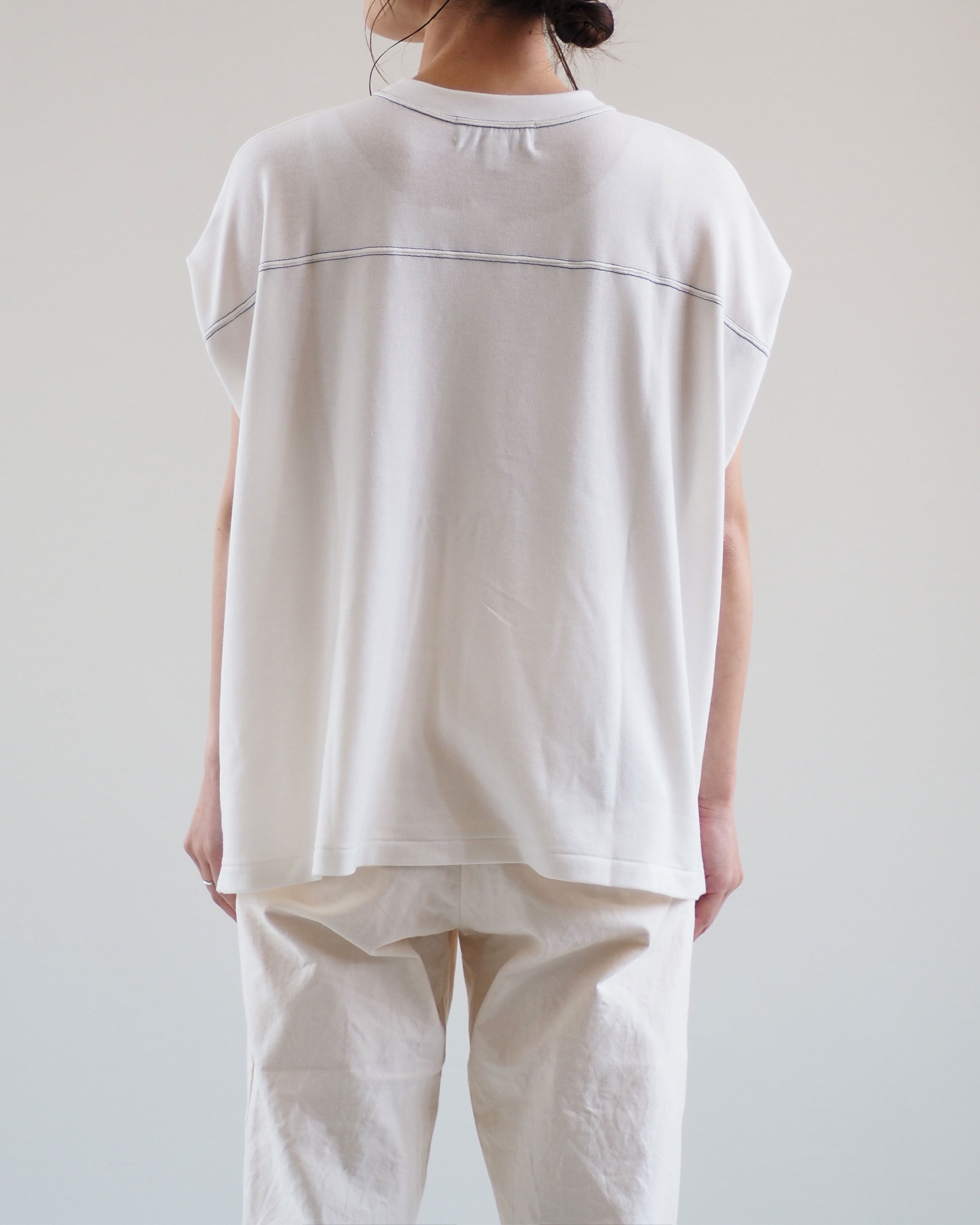 Sleeveless Short Football Tee, Off White