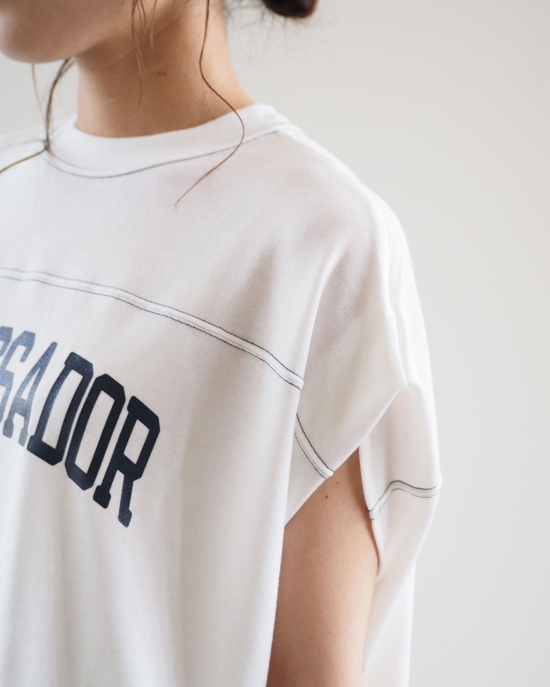 Sleeveless Short Football Tee, Off White
