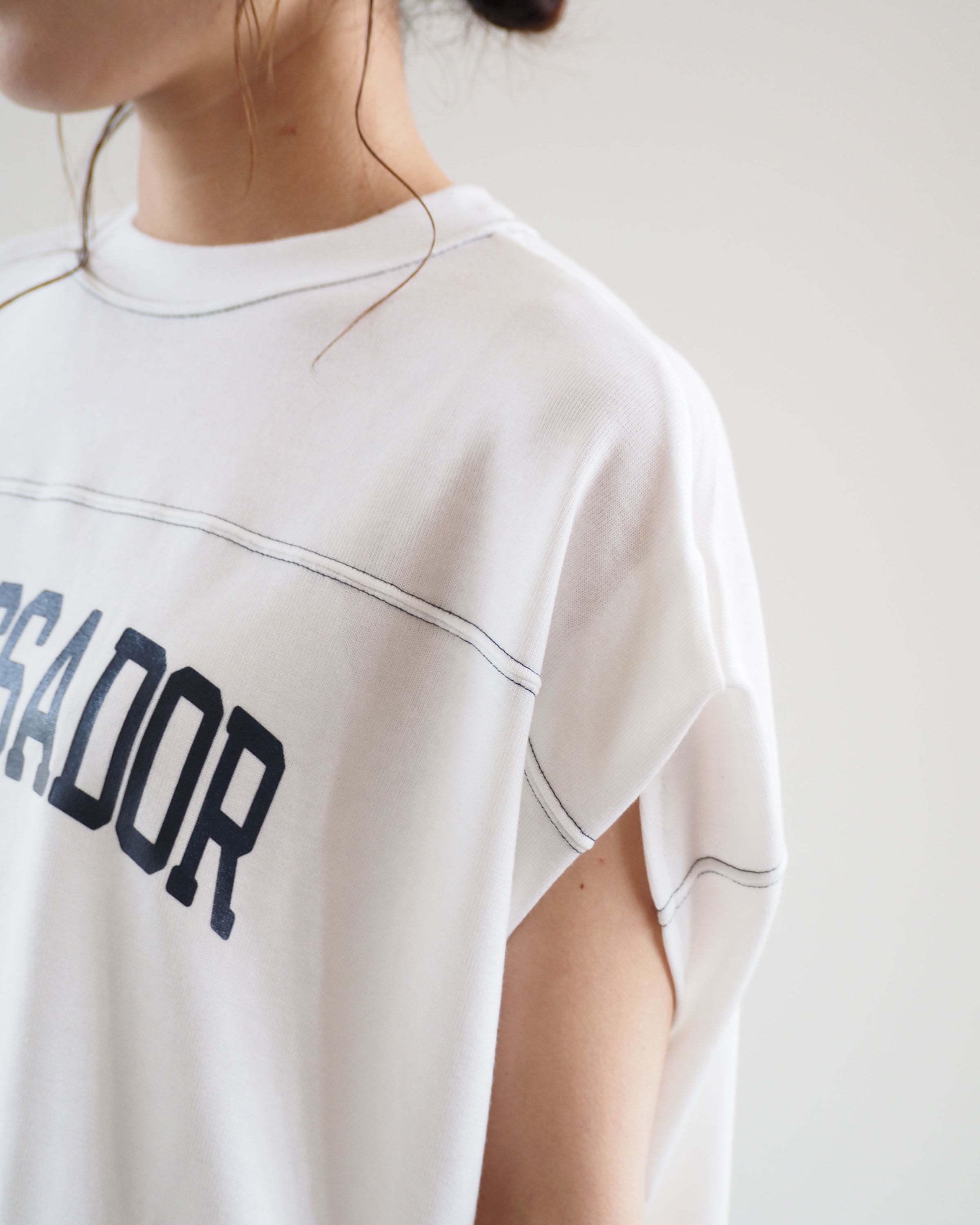 Sleeveless Short Football Tee, Off White