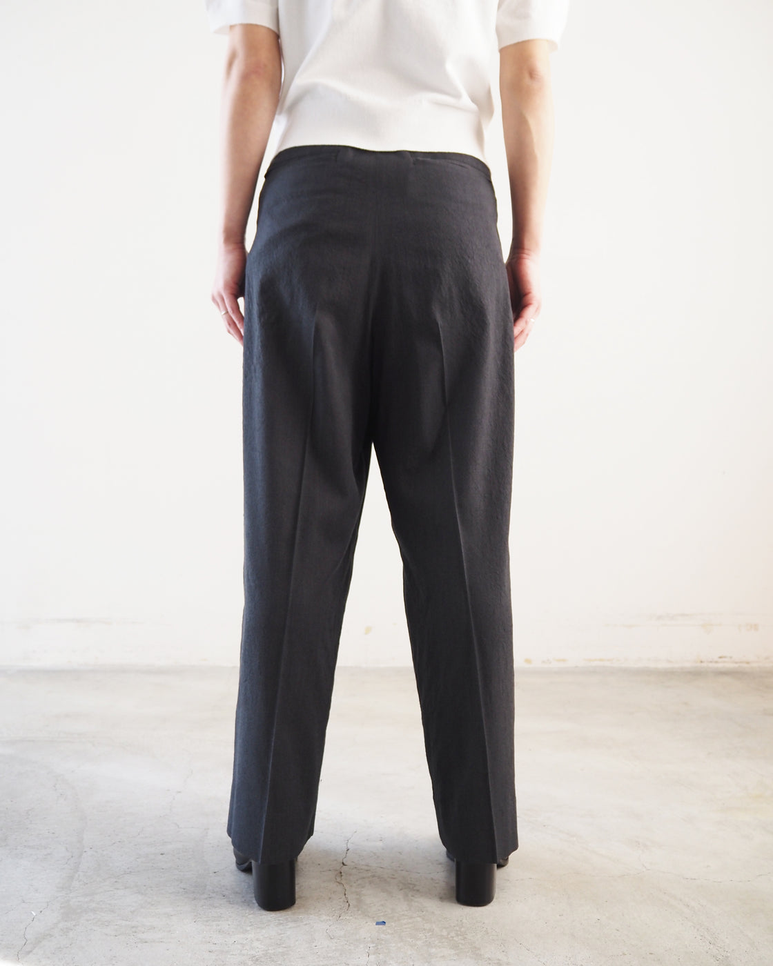 Wool, rayon and silk super wide slacks, Heather Charcoal