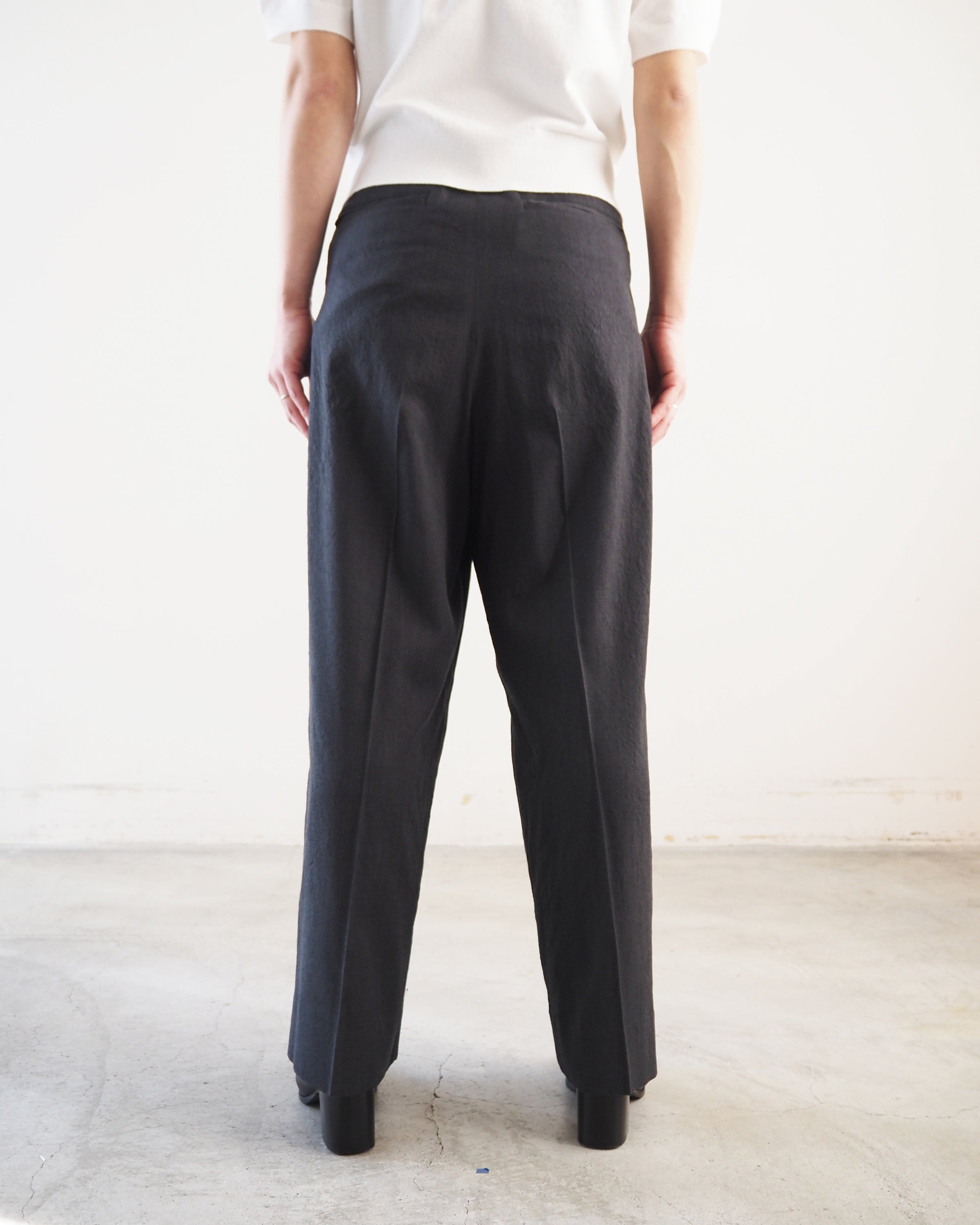 Wool, rayon and silk super wide slacks, Heather Charcoal