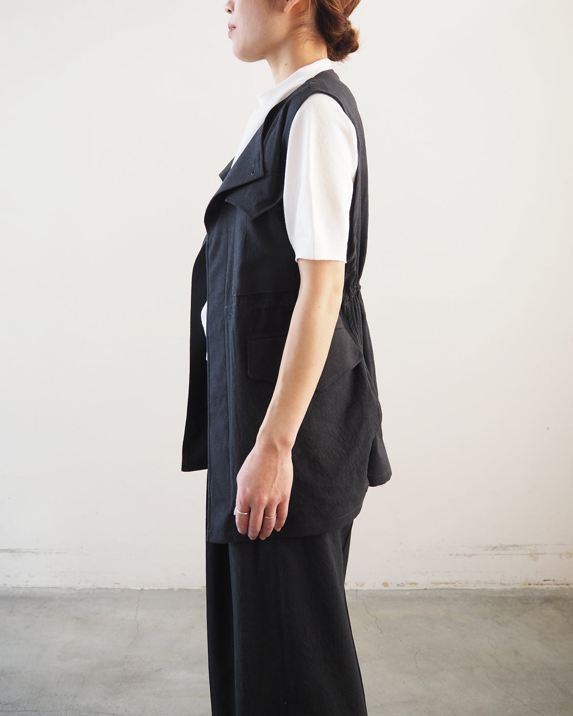Wool, rayon, silk 43 vest, Heather Charcoal