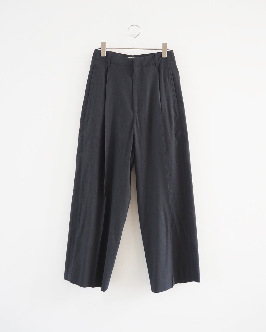 Wool, rayon and silk super wide slacks, Heather Charcoal