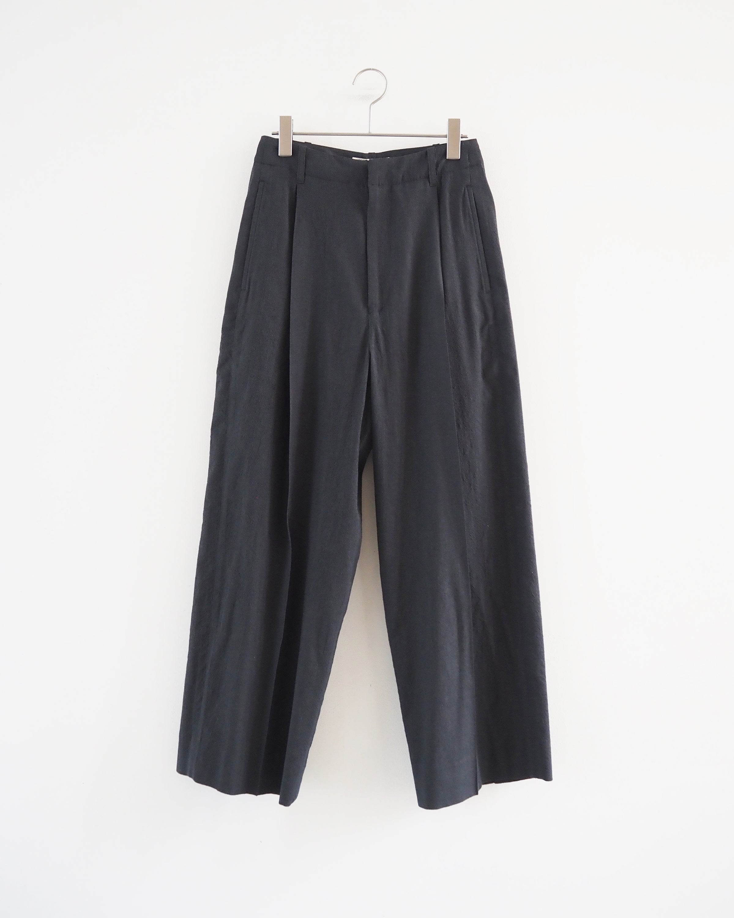 Wool, rayon and silk super wide slacks, Heather Charcoal