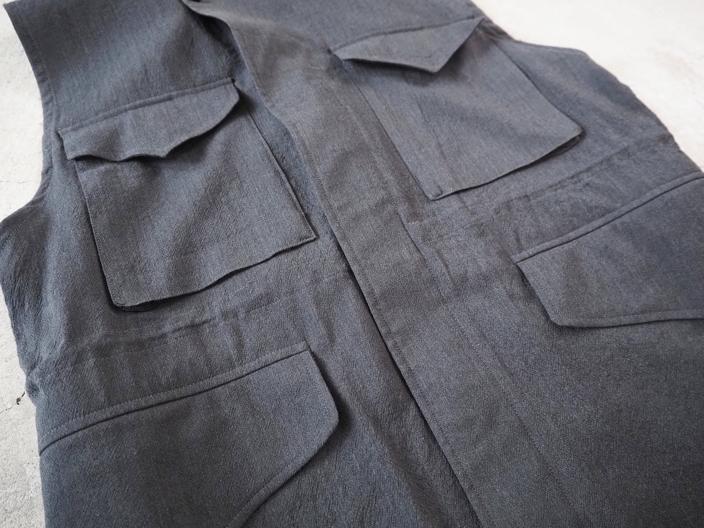 Wool, rayon, silk 43 vest, Heather Charcoal