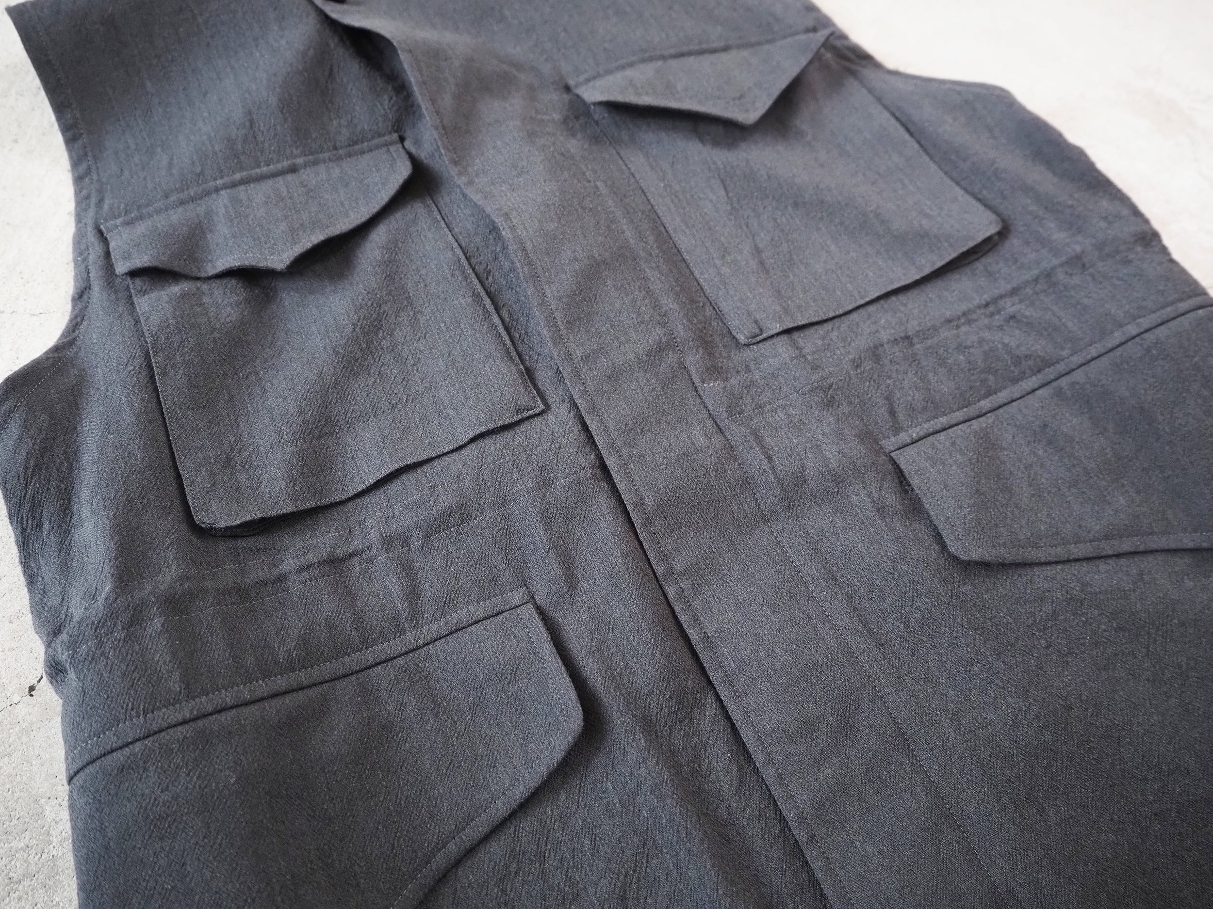 Wool, rayon, silk 43 vest, Heather Charcoal