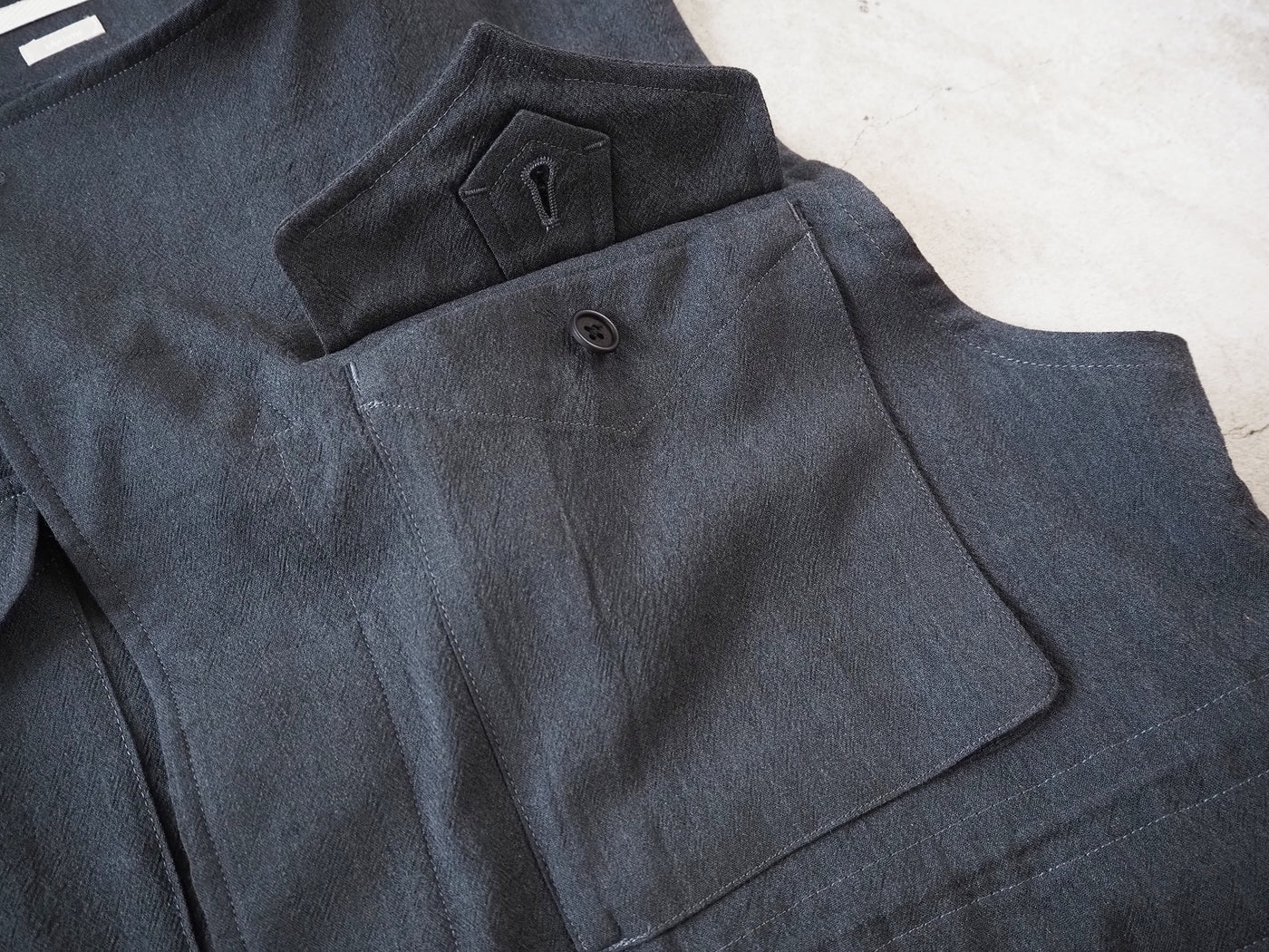 Wool, rayon, silk 43 vest, Heather Charcoal