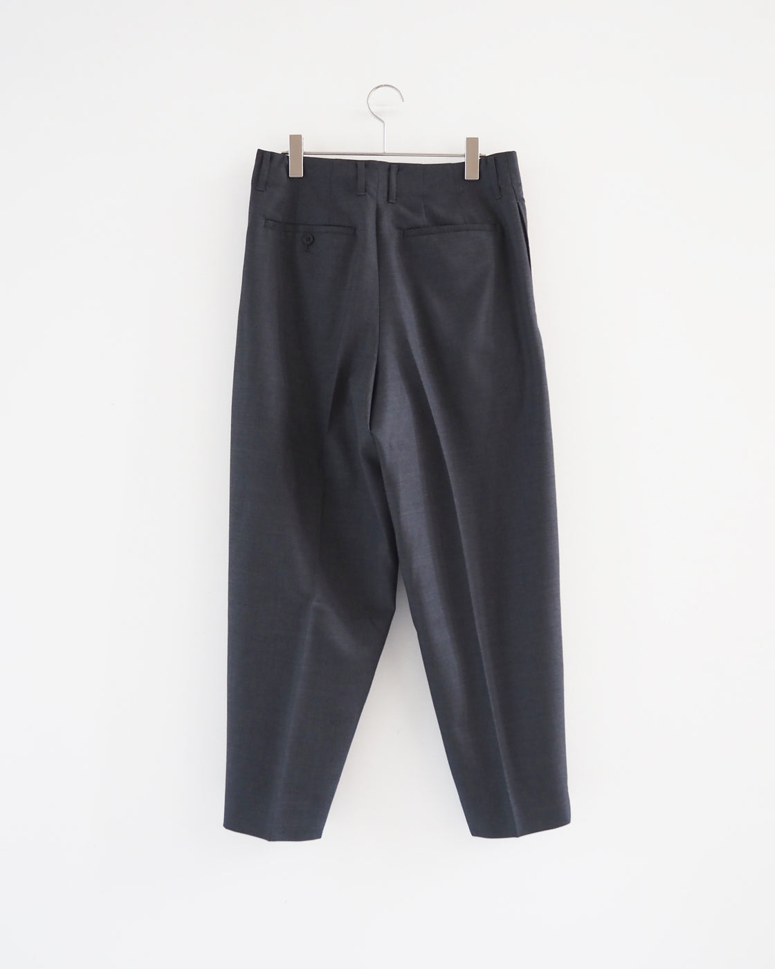 Summer Wool Gabardine Two-Tuck Wide Tapered Pants, Charcoal Top