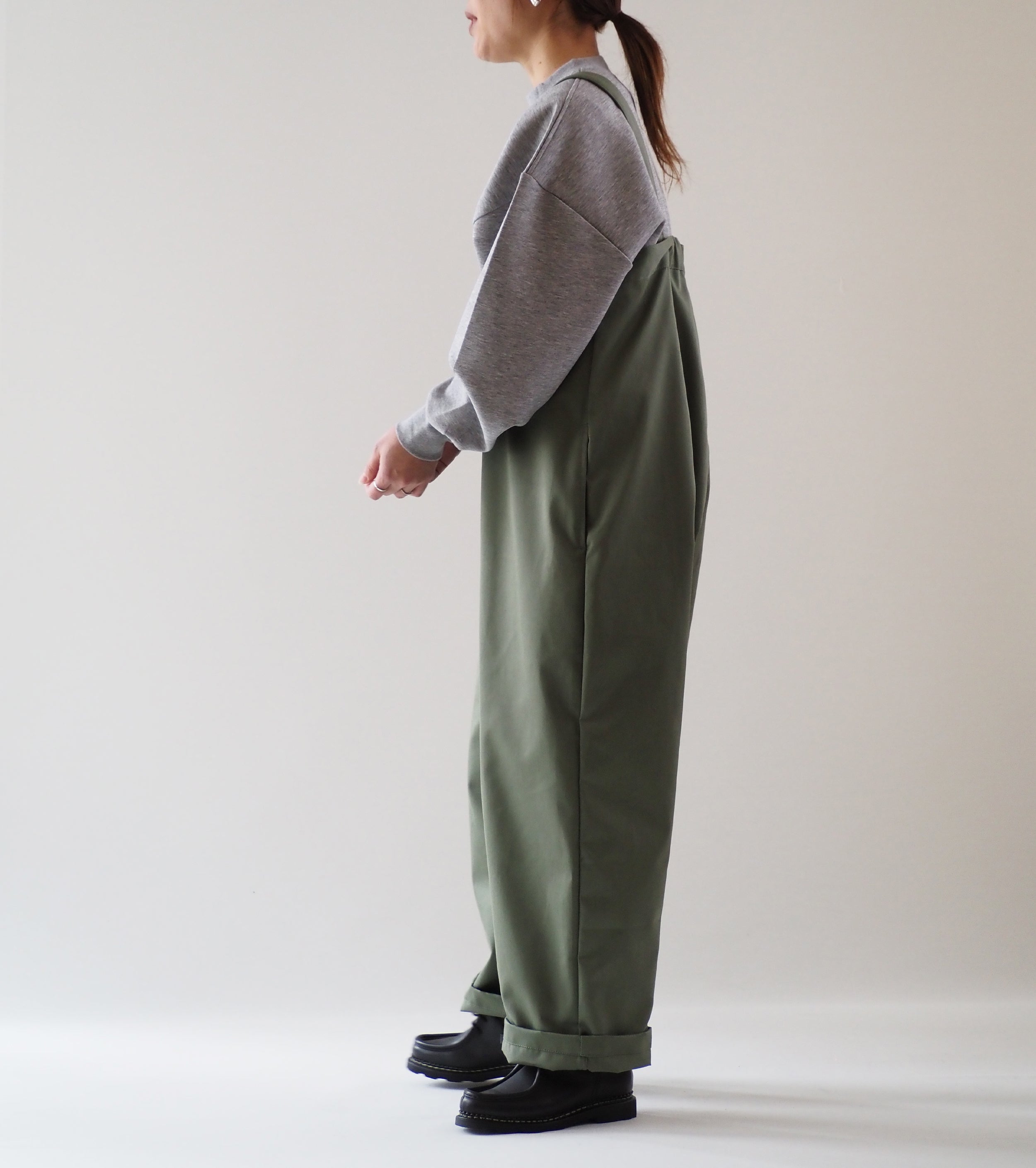 Yarmo High Rise Brace Trousers, Military Green