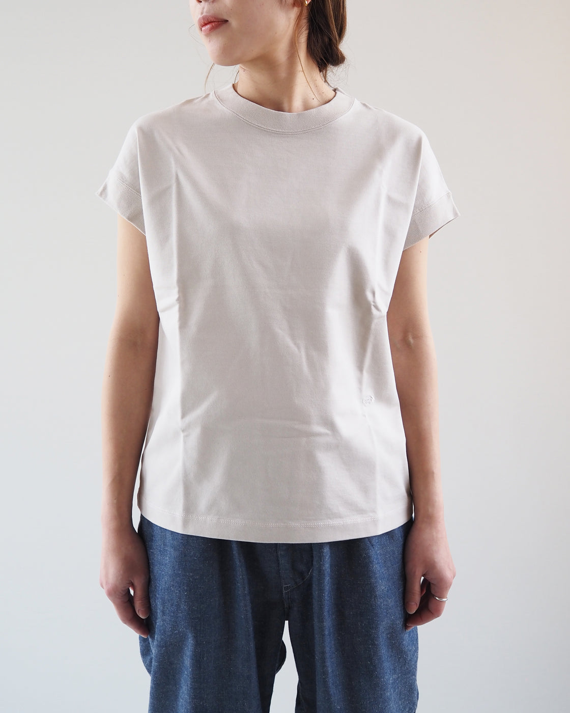 Cropped Sleeve Tee, Light Beige