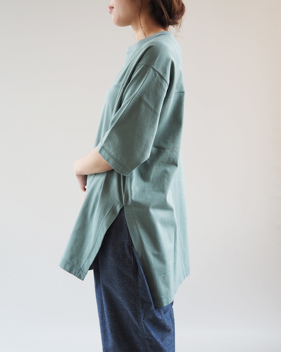 Half Sleeve Big Tee, Slate Green