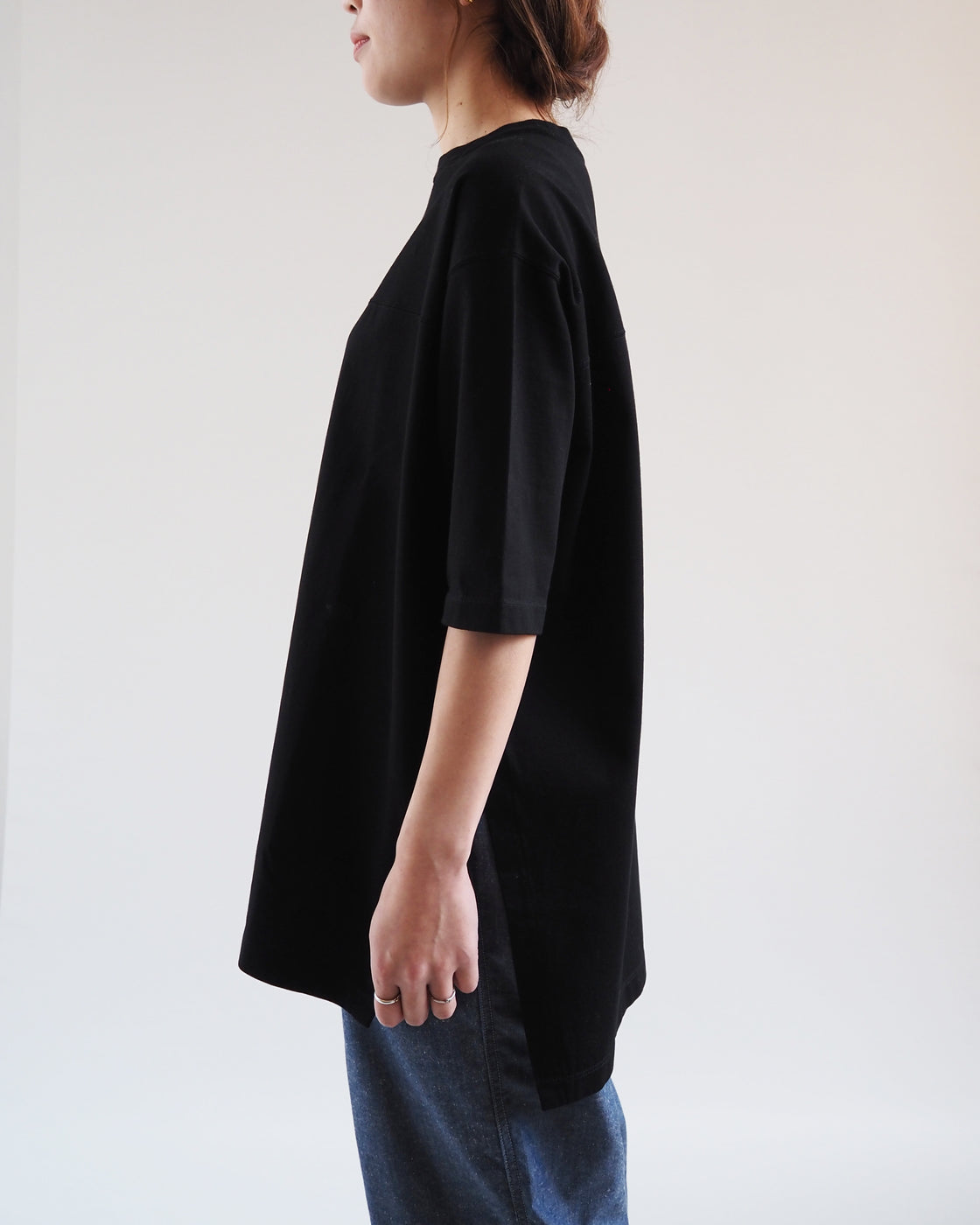 Half Sleeve Big Tee, Black