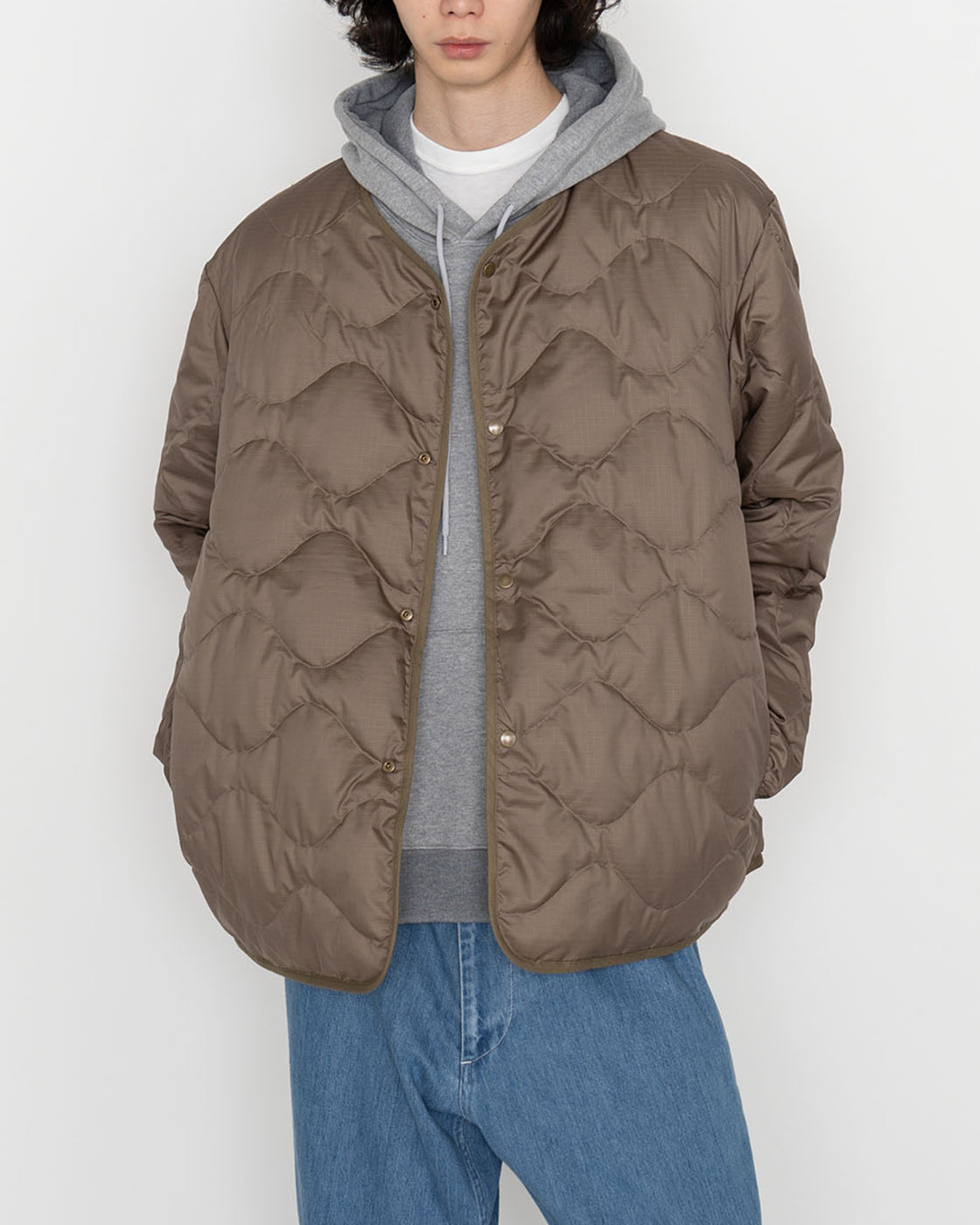 nanamica Reversible Down Cardigan, Khaki Beige