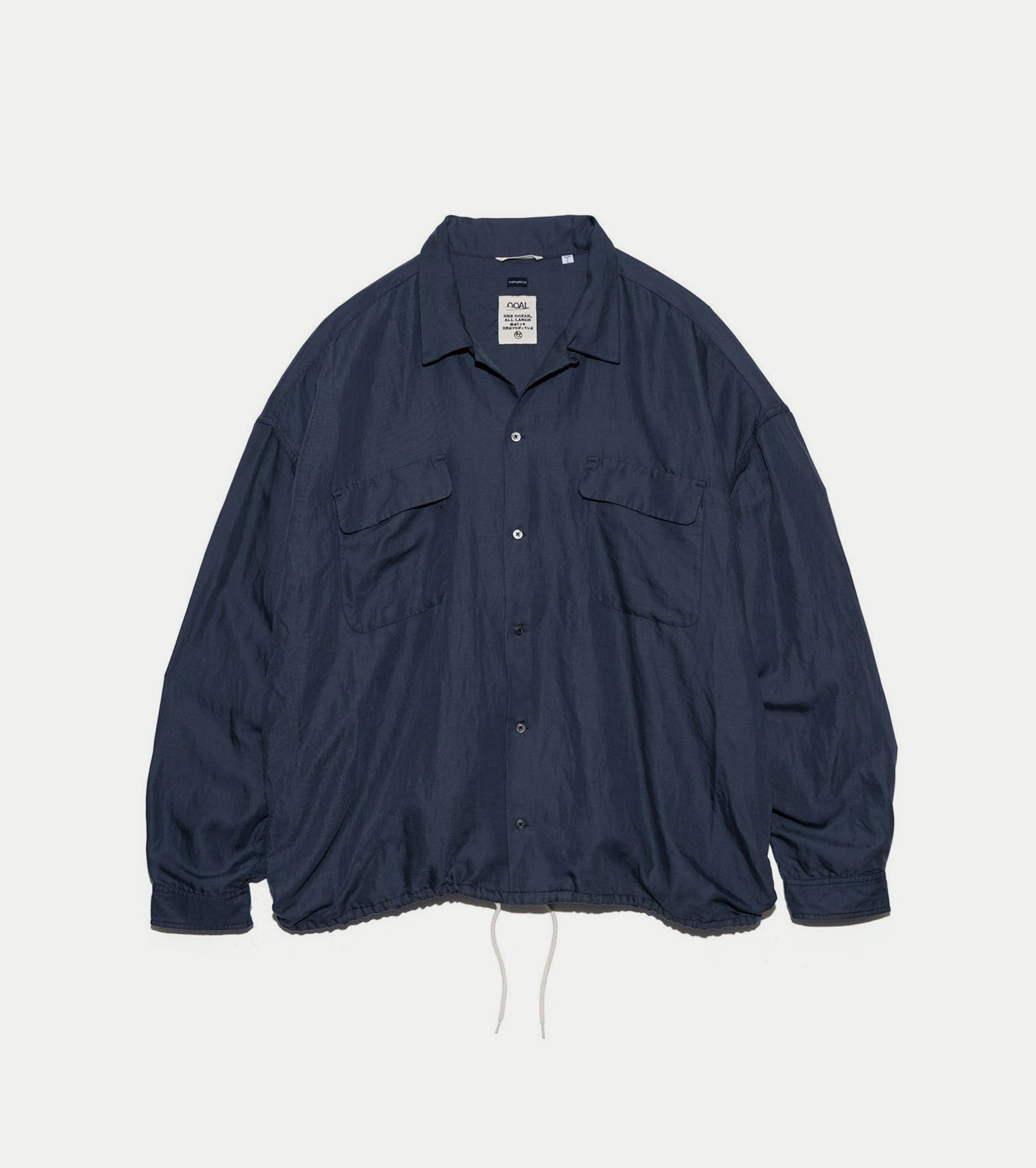 nanamica Open Collar Cupra Hemp Shirt , Navy