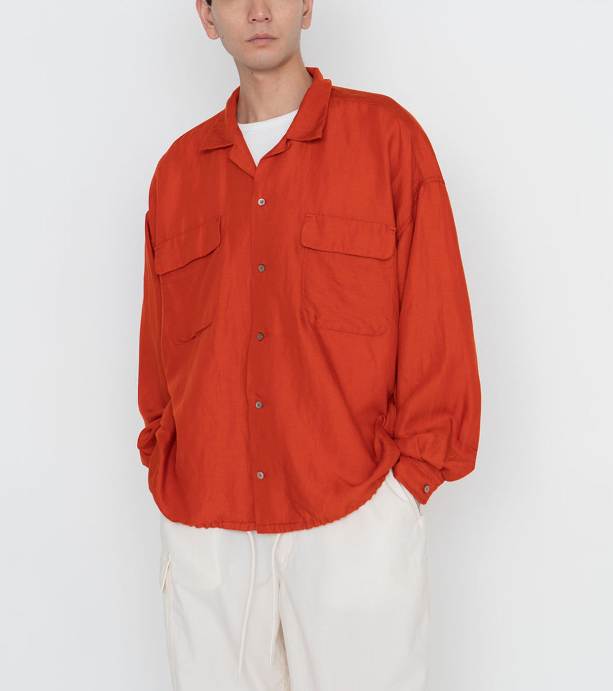 nanamica Open Collar Cupra Hemp Shirt , Sunset