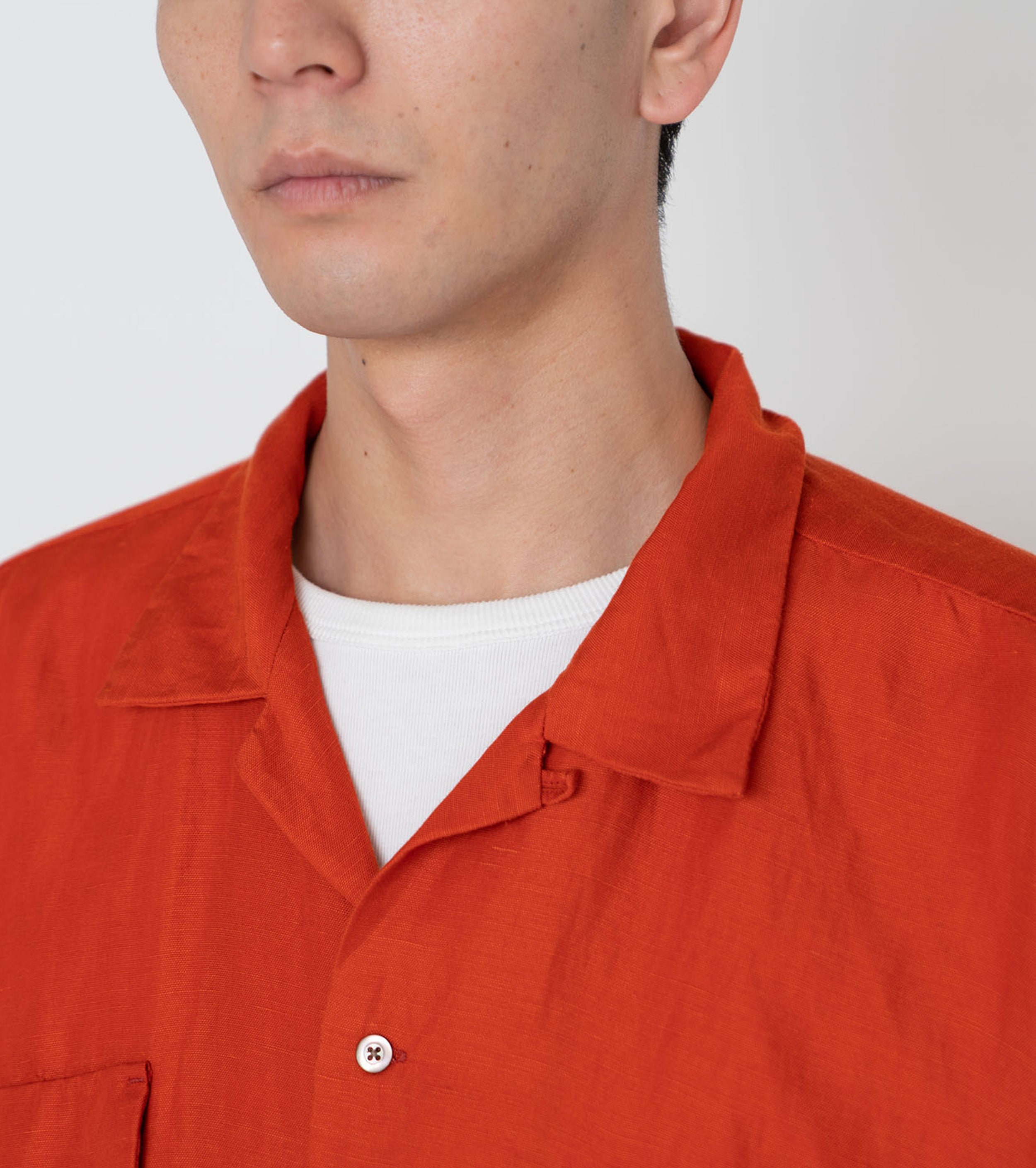 nanamica Open Collar Cupra Hemp Shirt , Sunset