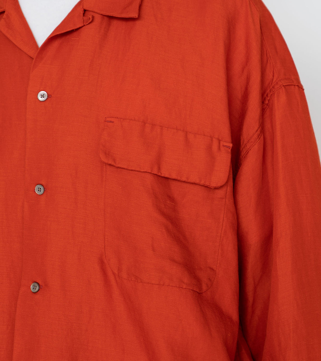 nanamica Open Collar Cupra Hemp Shirt , Sunset