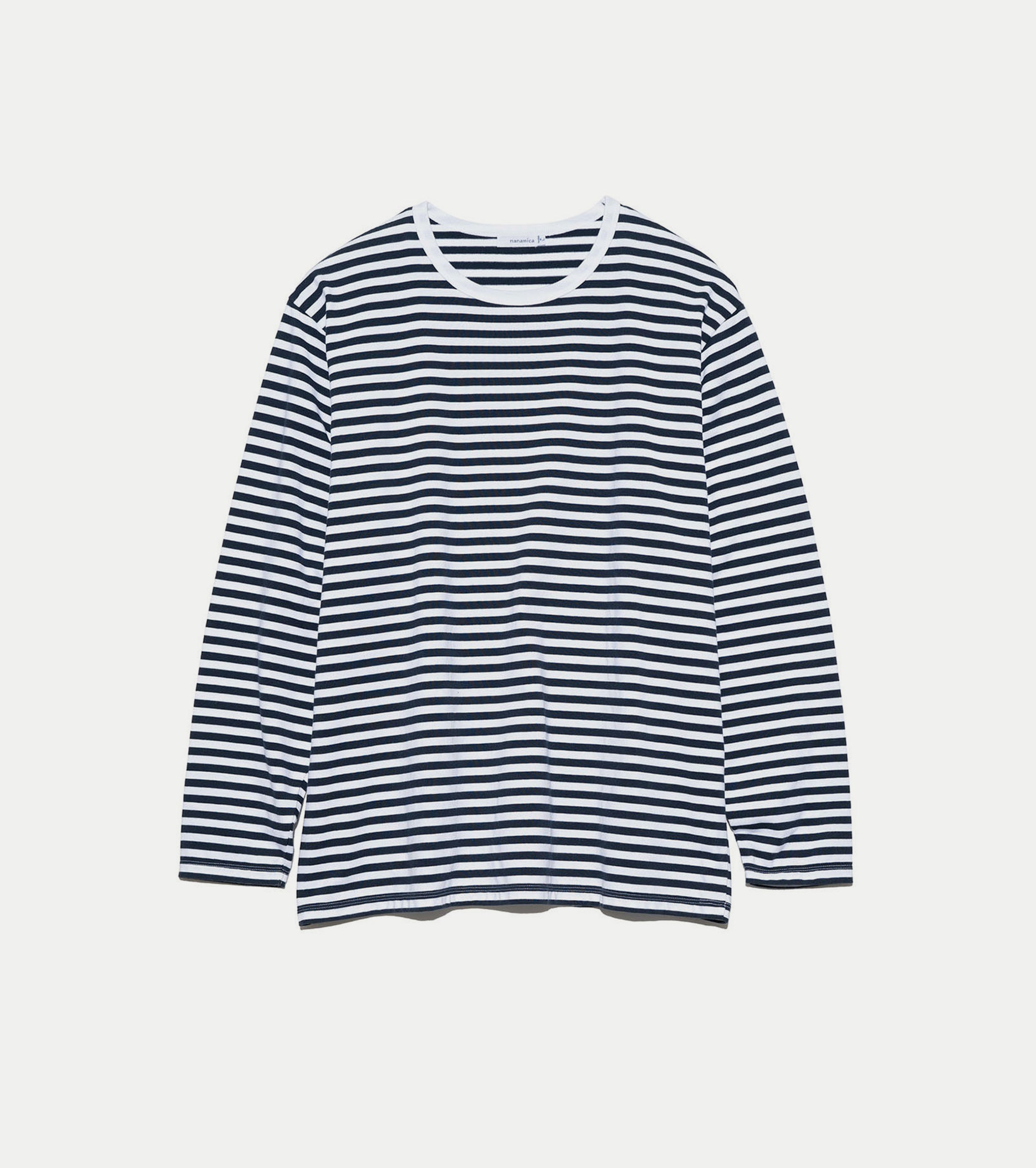 nanamica クール マックス ストライプ ジャージー ロングスリーブ , Navy x White – Navyblue