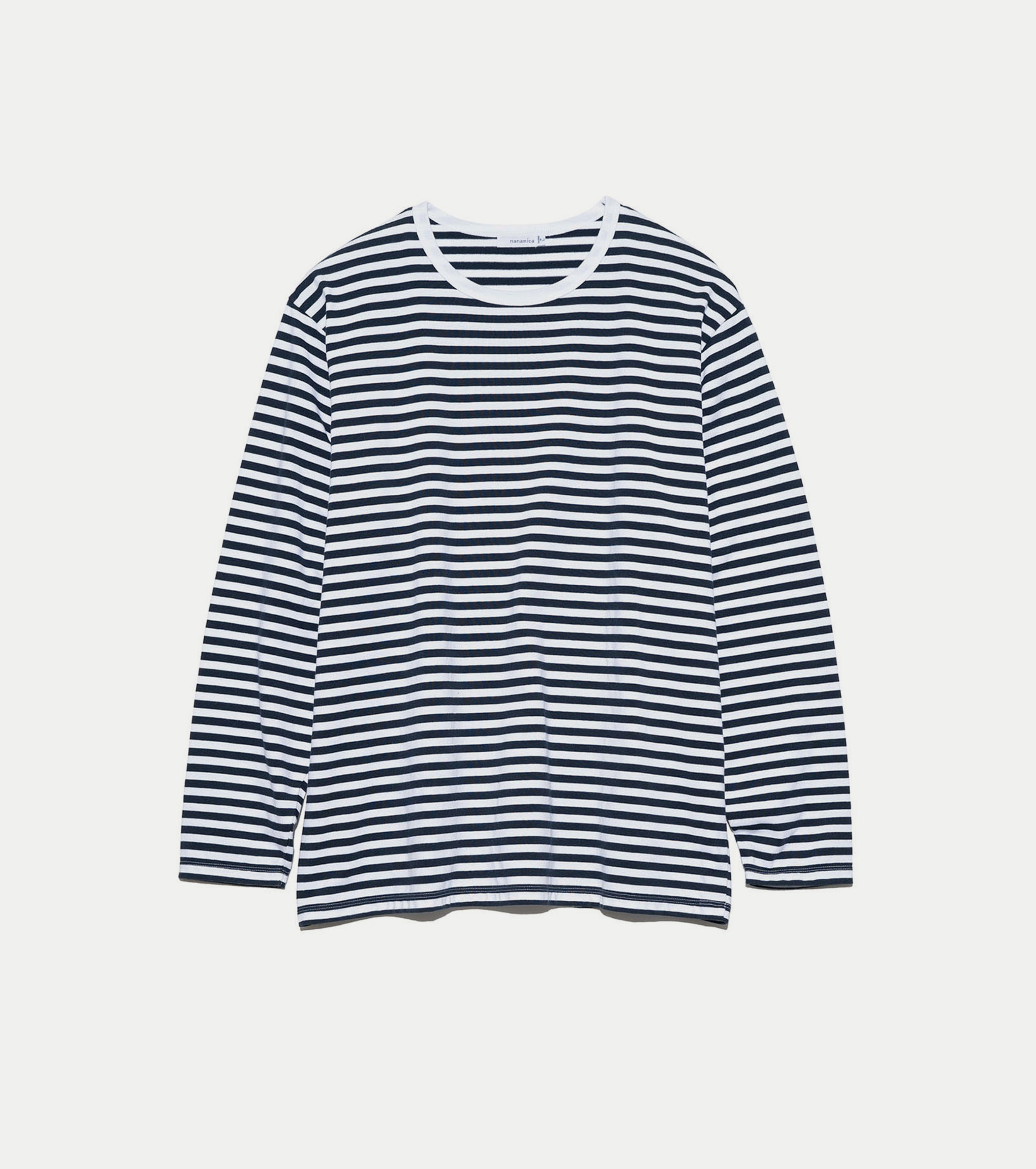 COOLMAX St. Jersey L/S Tee,Navy x White