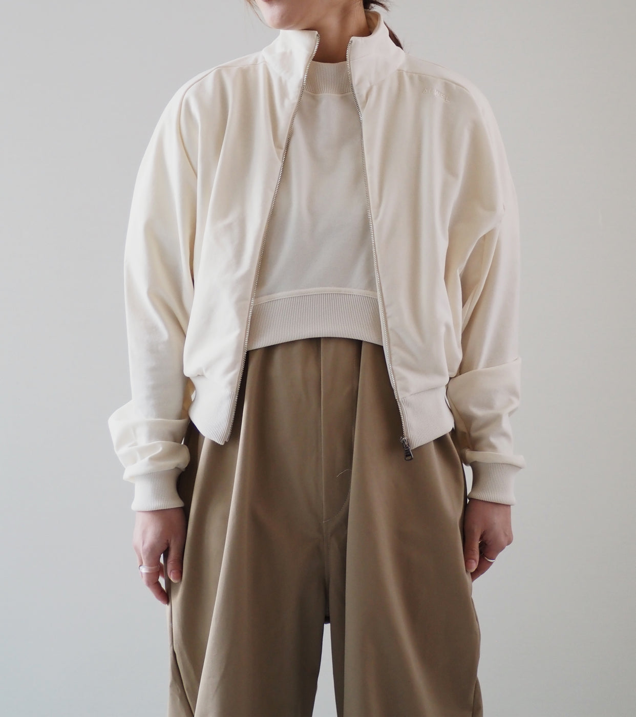 ALWEL CROPPED TRACK JACKET,Cloud Cream