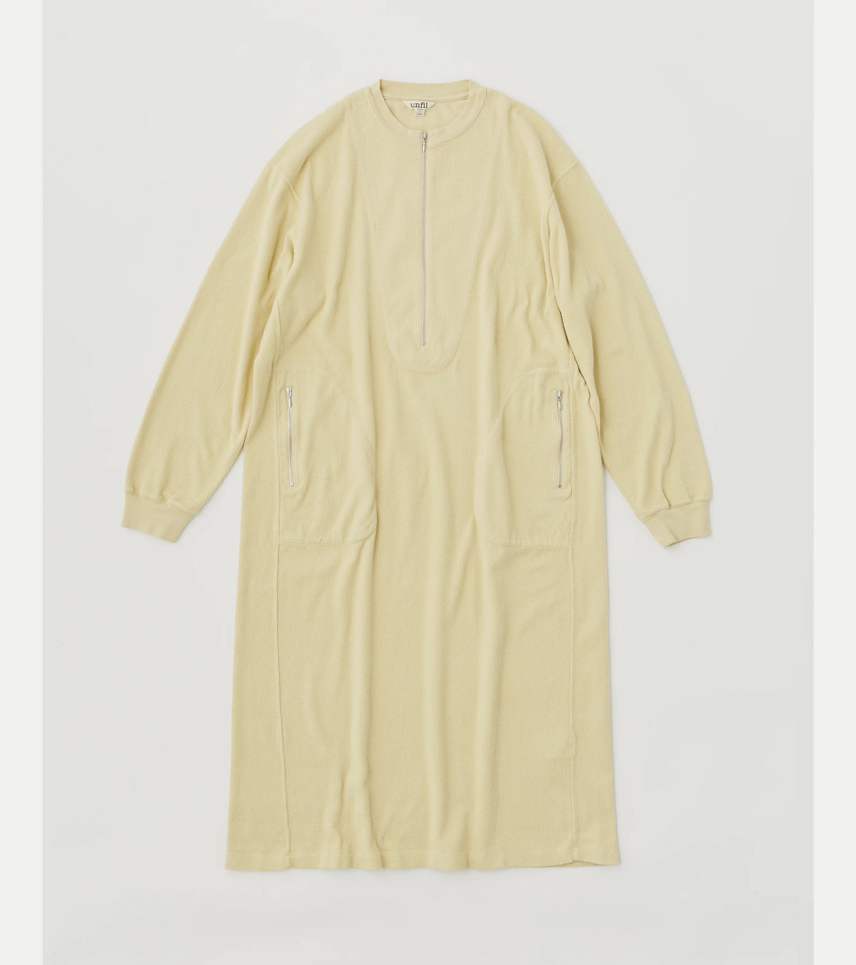 egyptian cotton brushed pile-jersey half zip dress,Butter