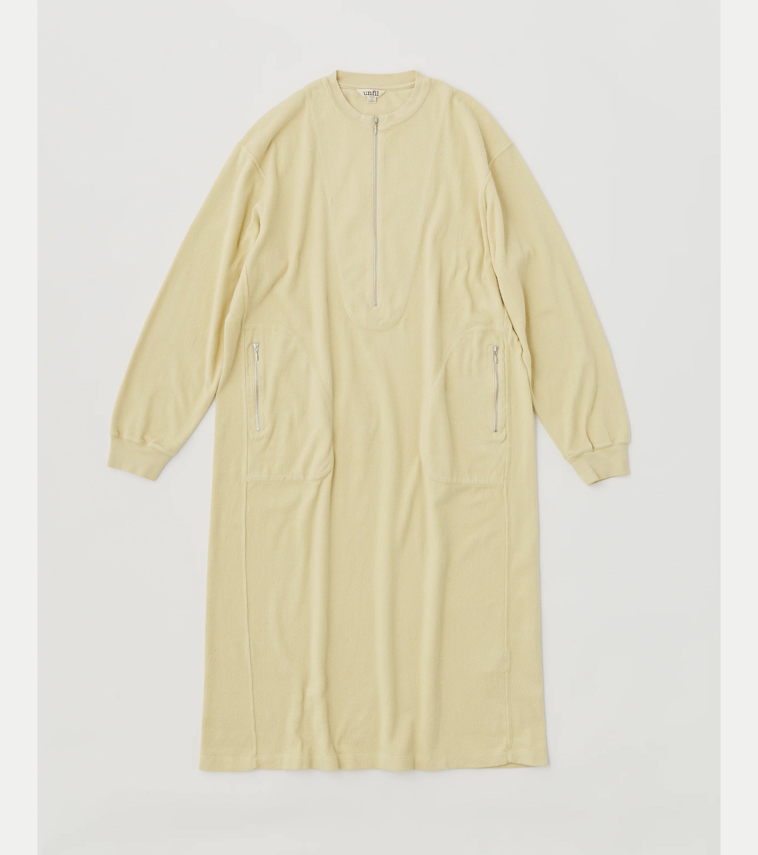egyptian cotton brushed pile-jersey half zip dress,Butter