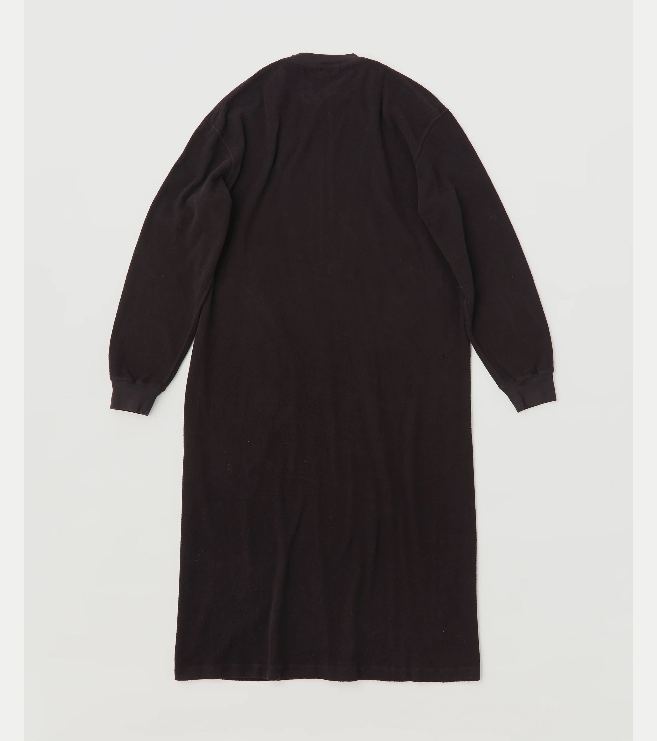 egyptian cotton brushed pile-jersey half zip dress,Black Berry