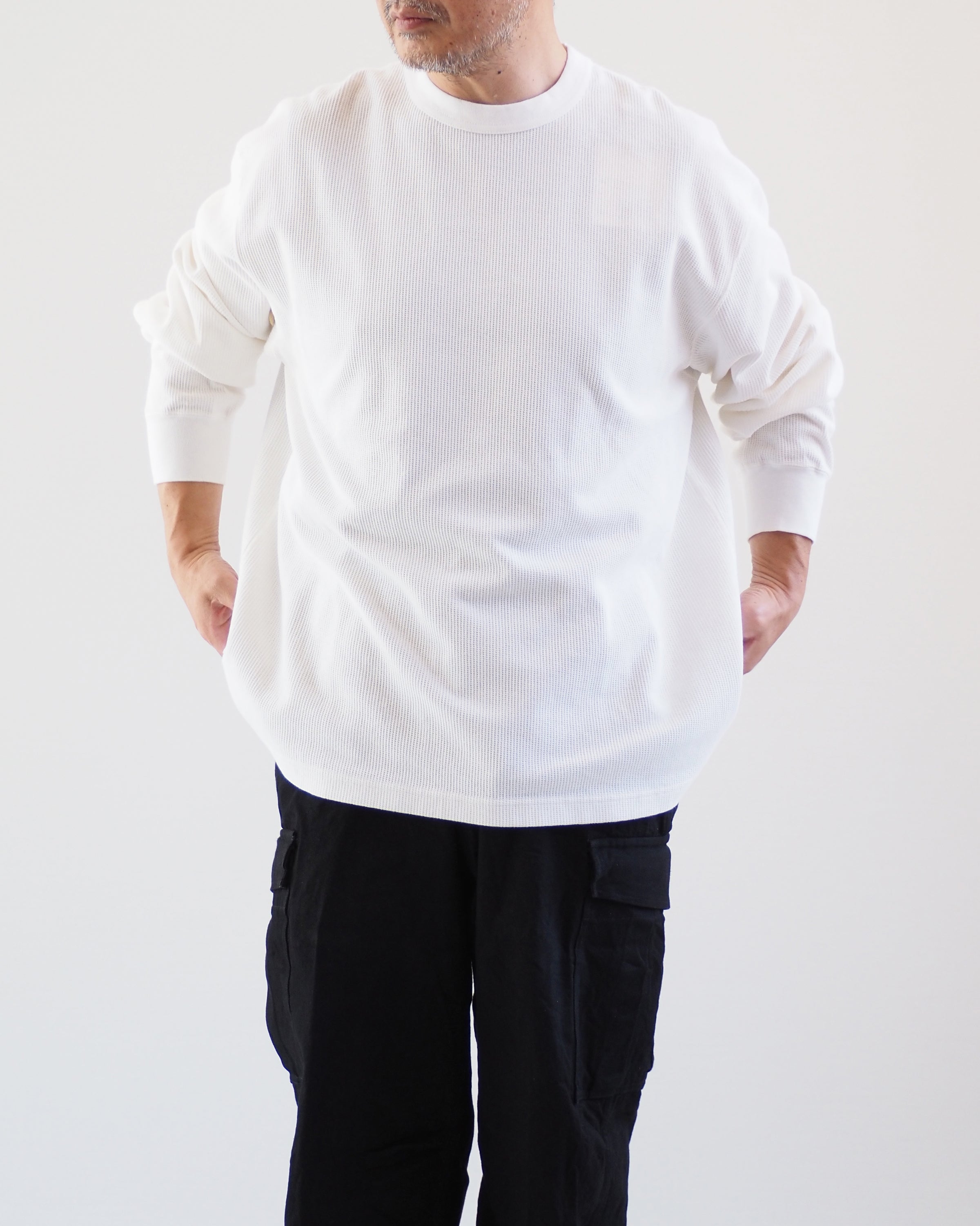 Rough&Smooth Thermal Crew-neck L/S Tee,White