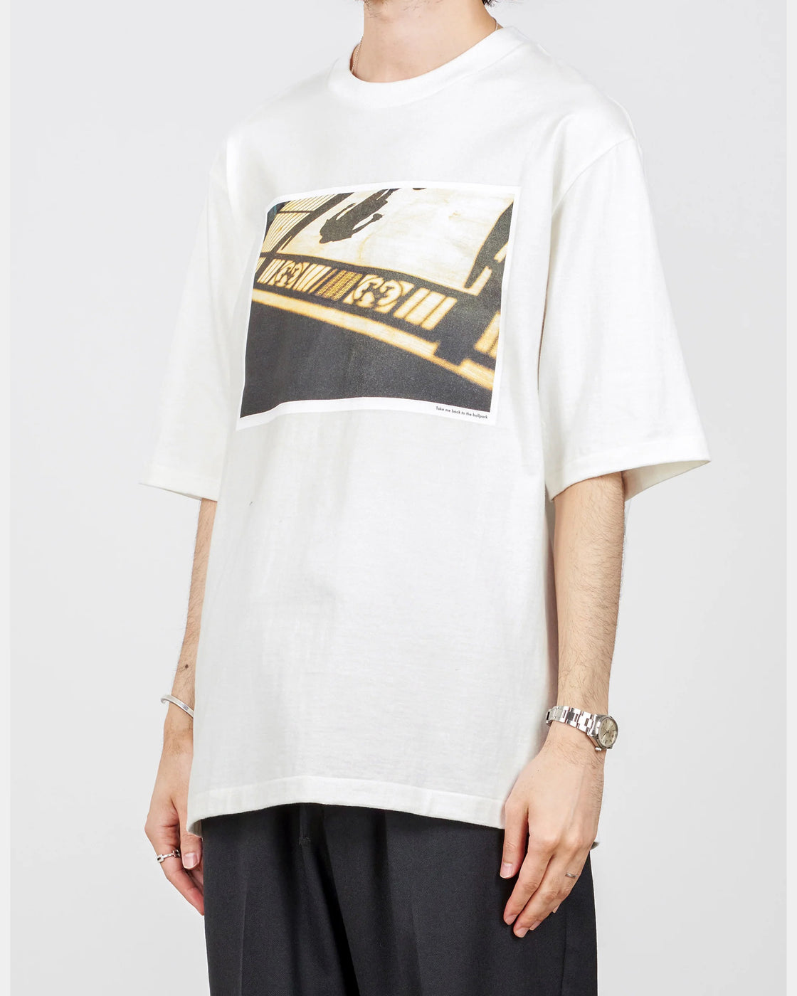 14/- round body jersey T-shirt Yuji Takeuchi "SHADOW", White