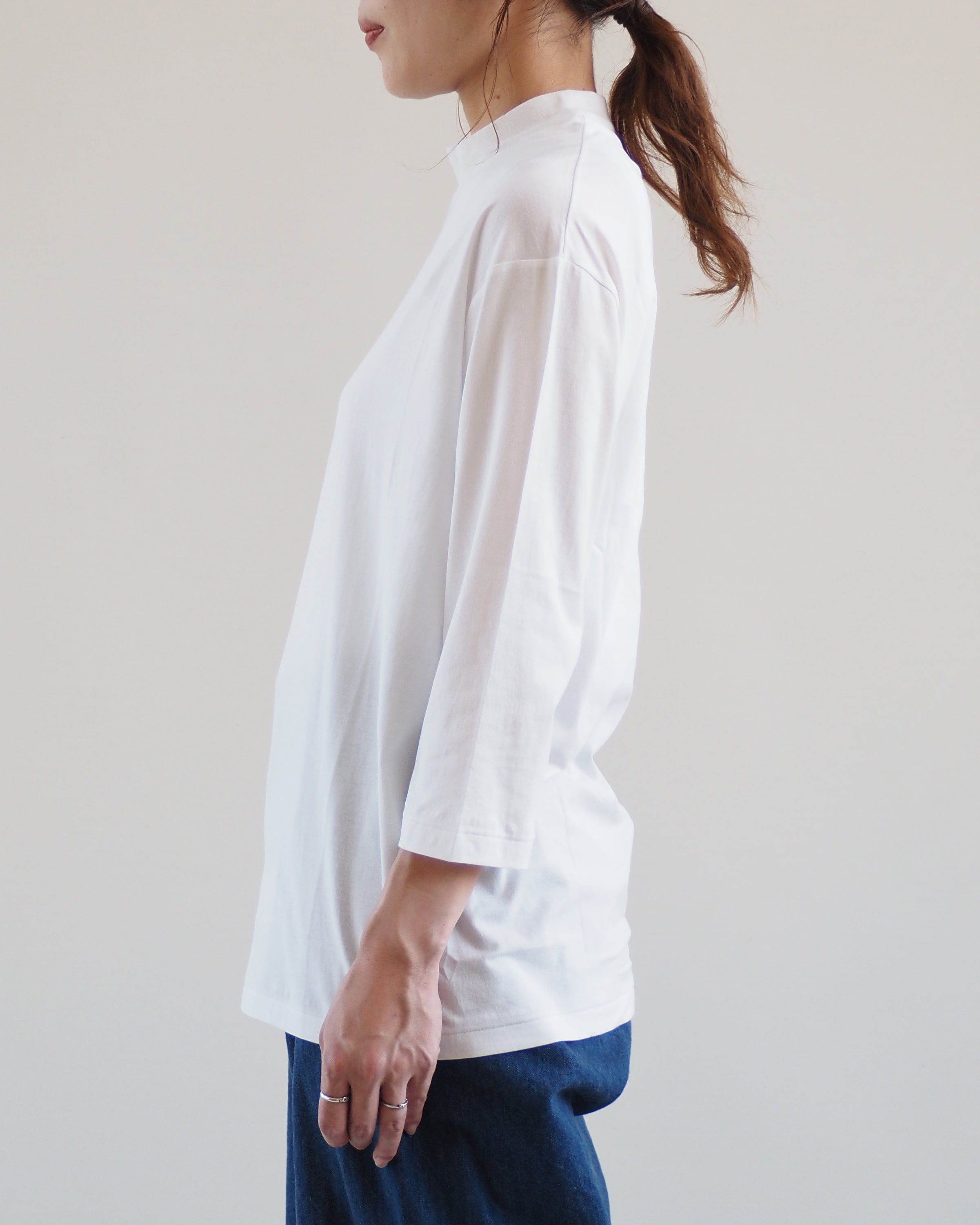 Mock Neck 3/4 Sleeve Tee,White