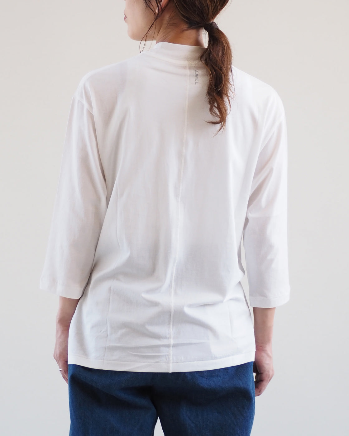 Mock Neck 3/4 Sleeve Tee,White