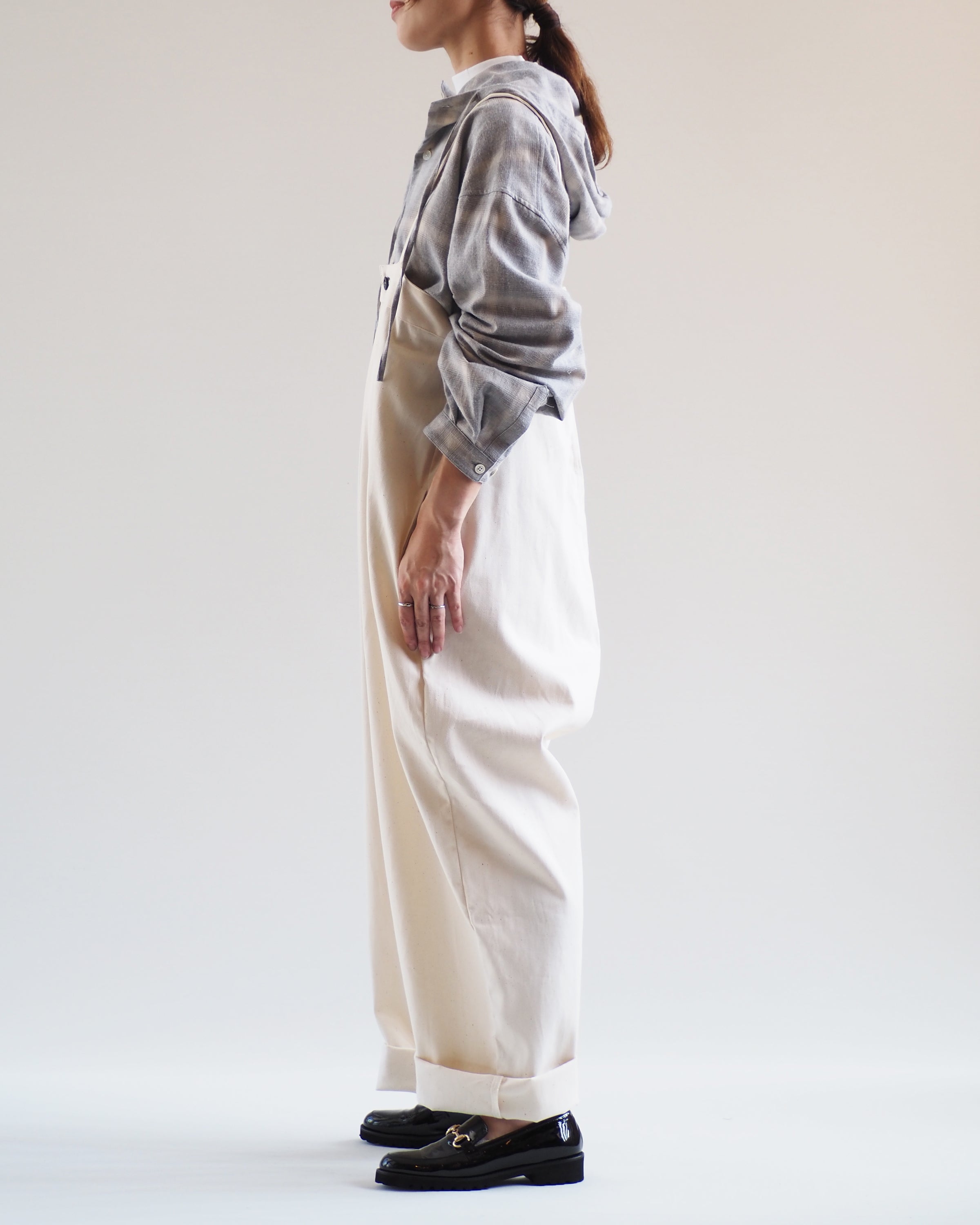 High Rise Brace Trousers,Natural