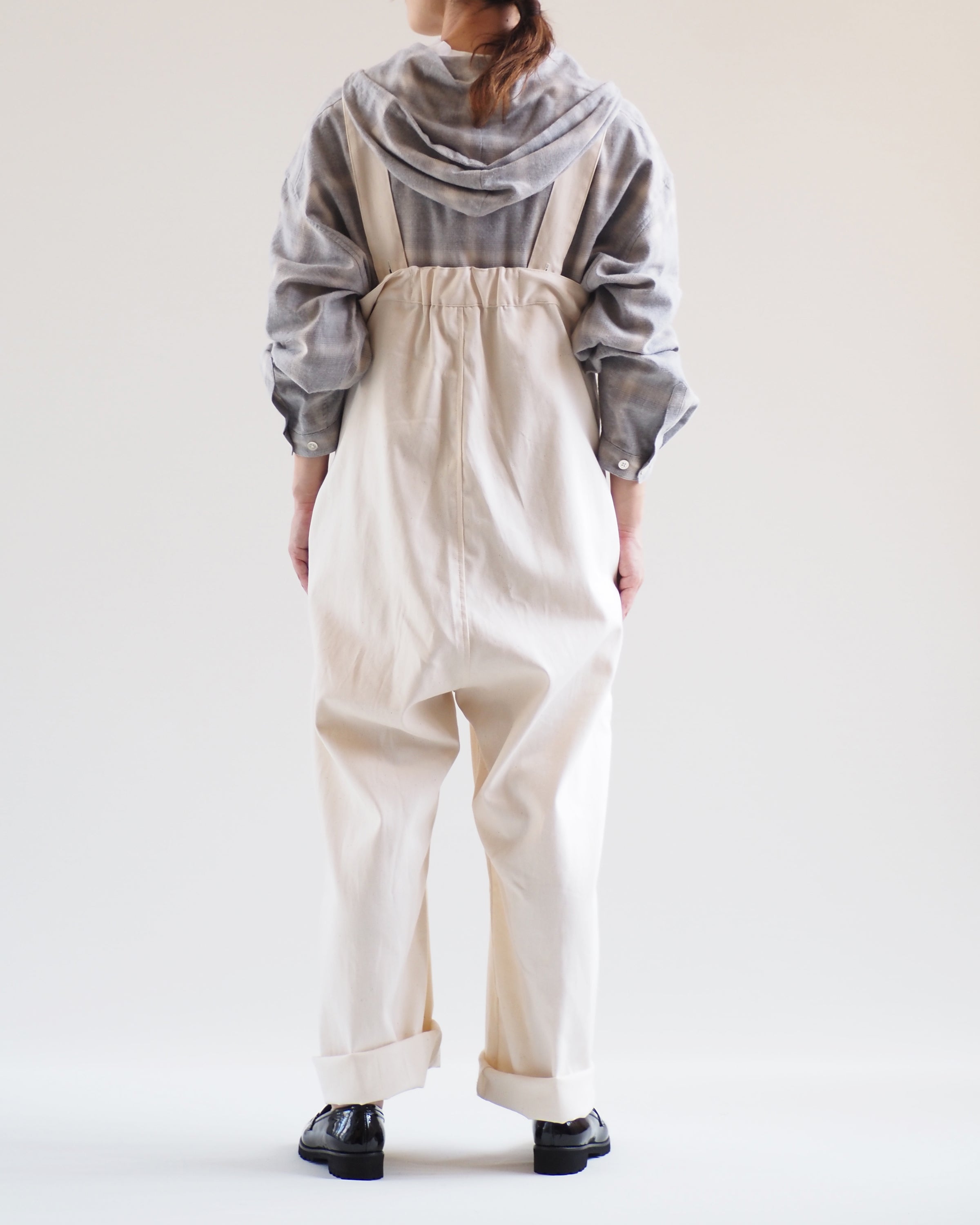 High Rise Brace Trousers,Natural