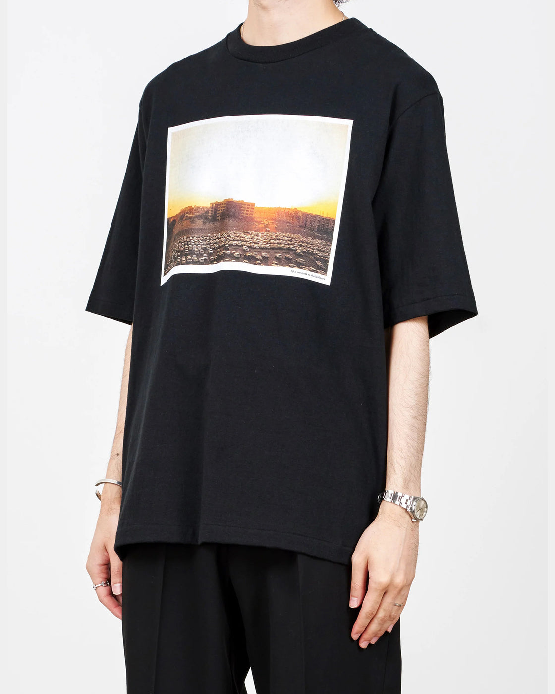14/- round body jersey T-shirt Yuji Takeuchi "PARKING" ,Black