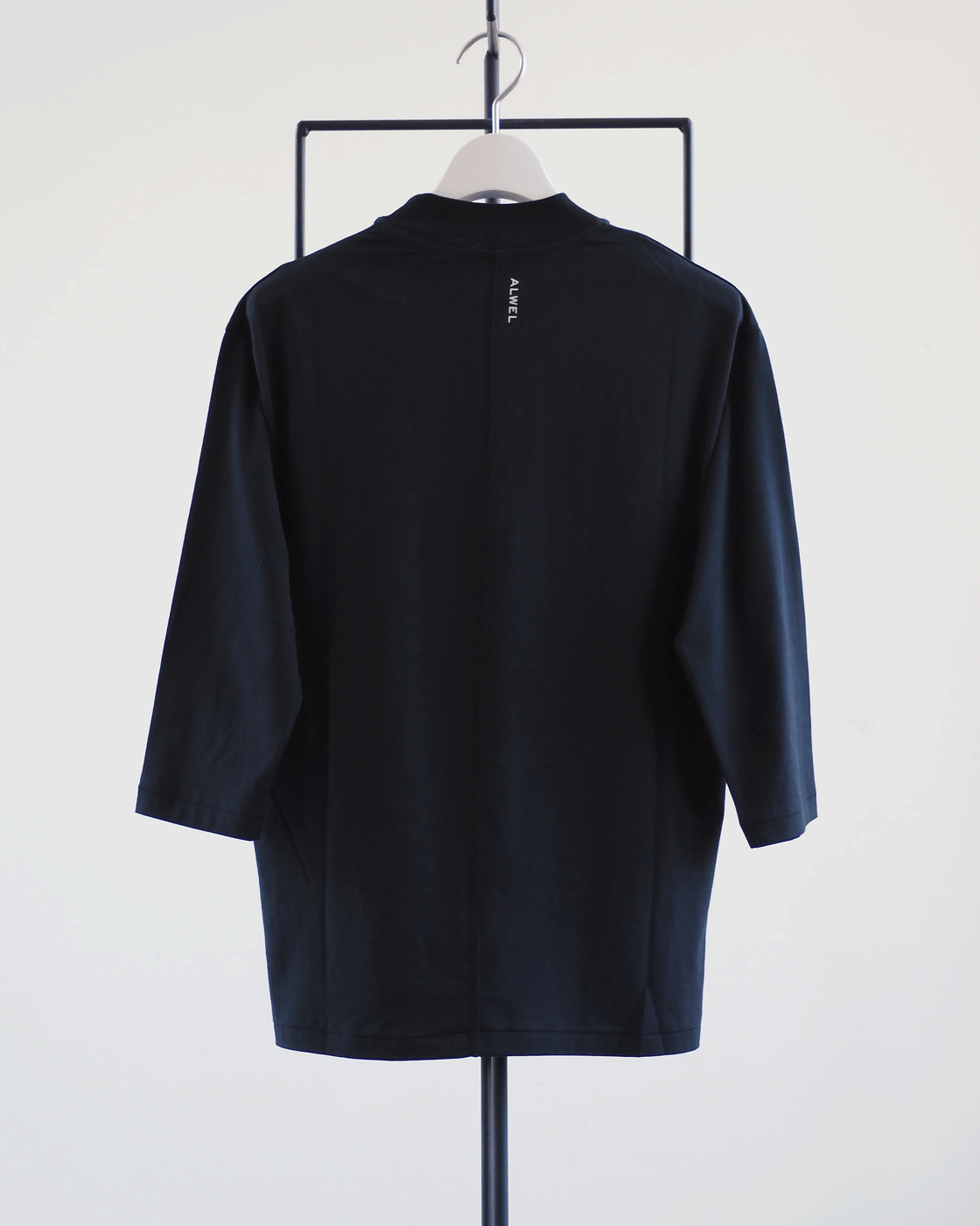 Mock Neck 3/4 Sleeve Tee,Black