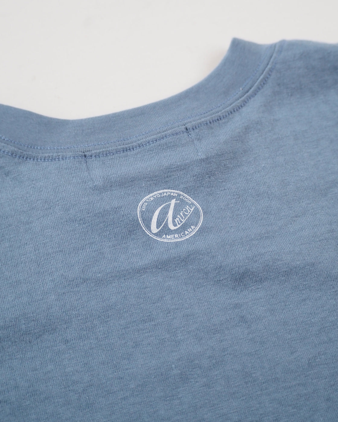 Souvenir Print Seamless Tee Shirt, Blue Gray