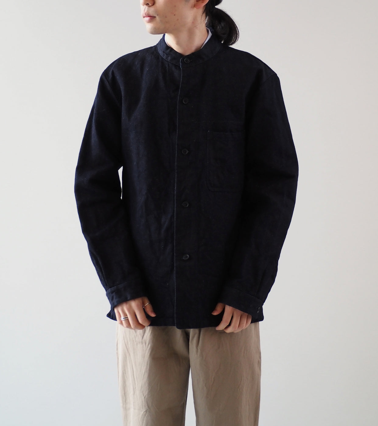 YAECA CANVAS DESIGN Stand Collar Denim Jacket, Broken