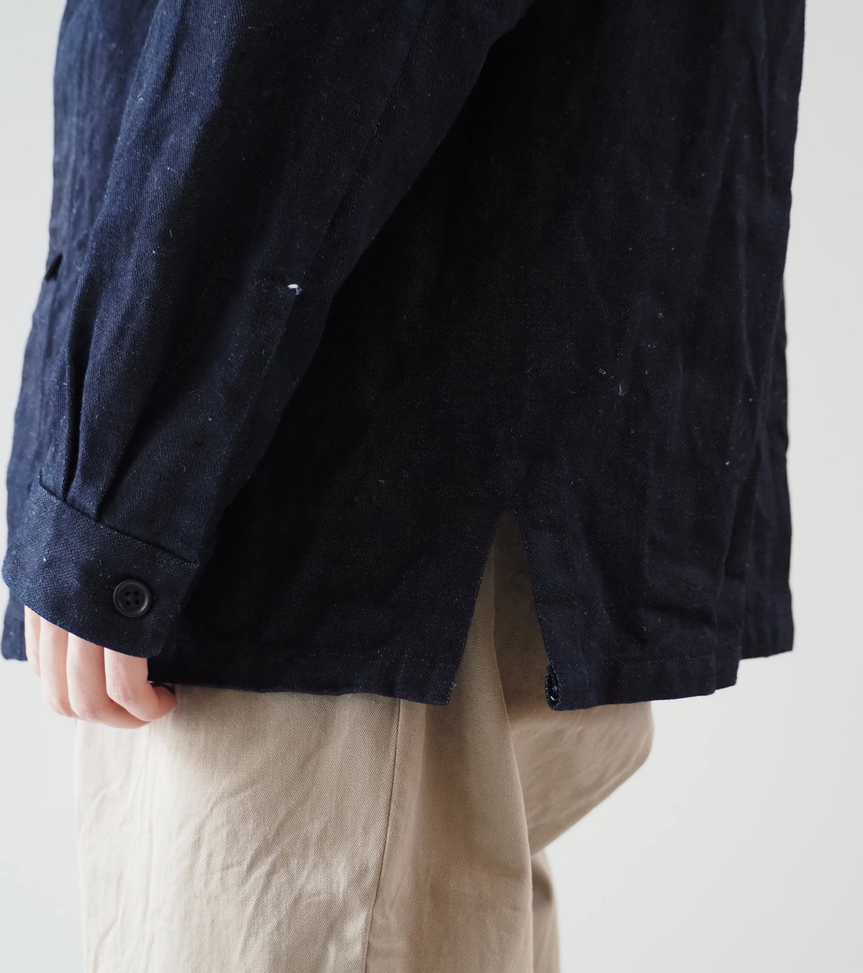 YAECA CANVAS DESIGN Stand Collar Denim Jacket, Broken