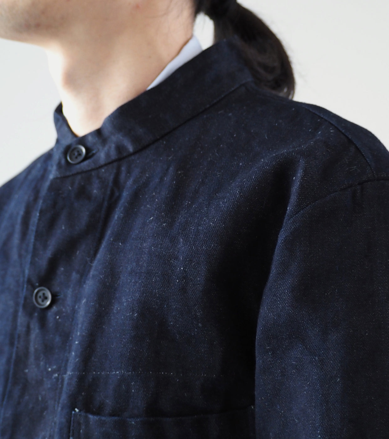 YAECA CANVAS DESIGN Stand Collar Denim Jacket, Broken