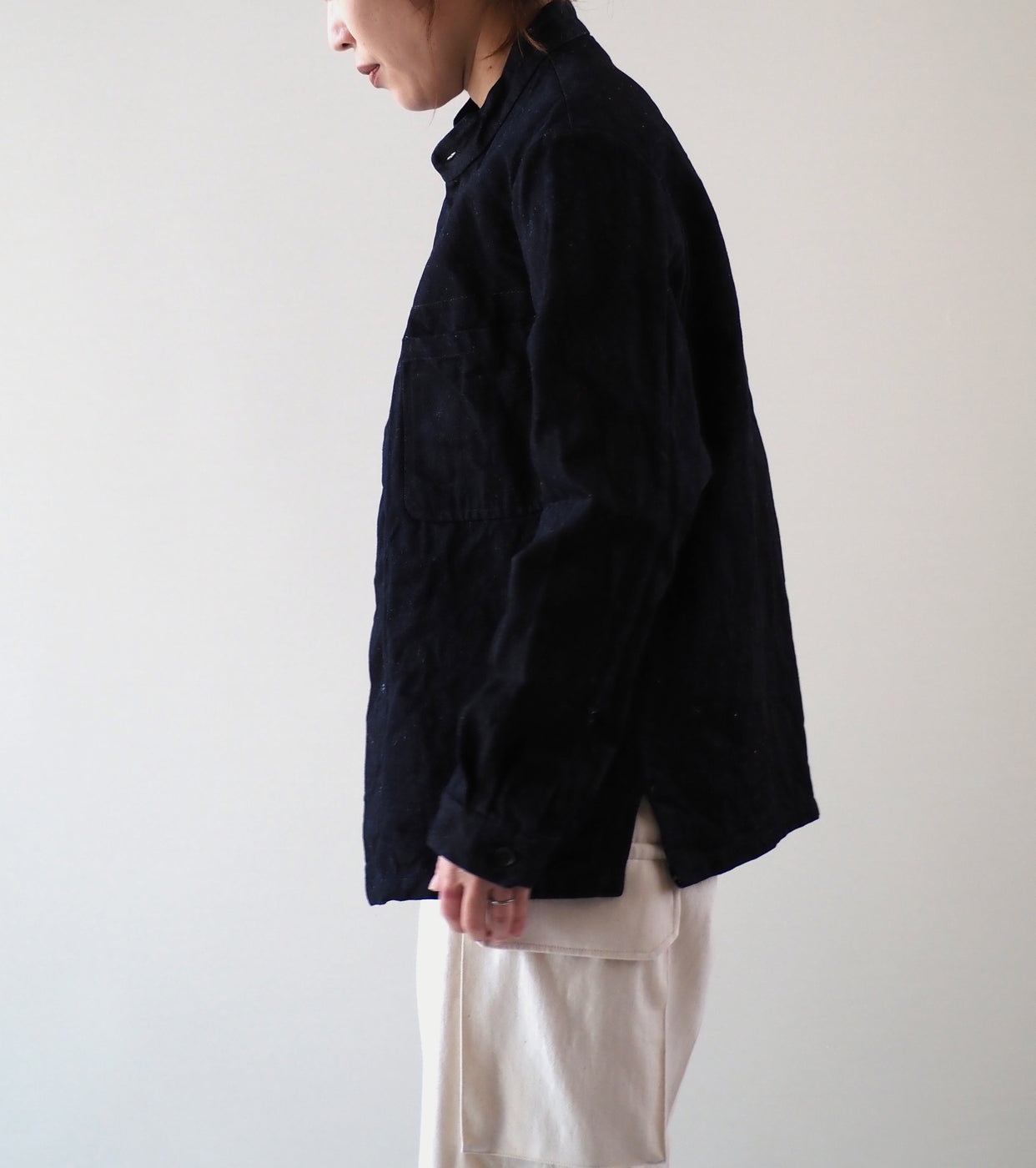 YAECA CANVAS DESIGN Stand Collar Denim Jacket, Broken