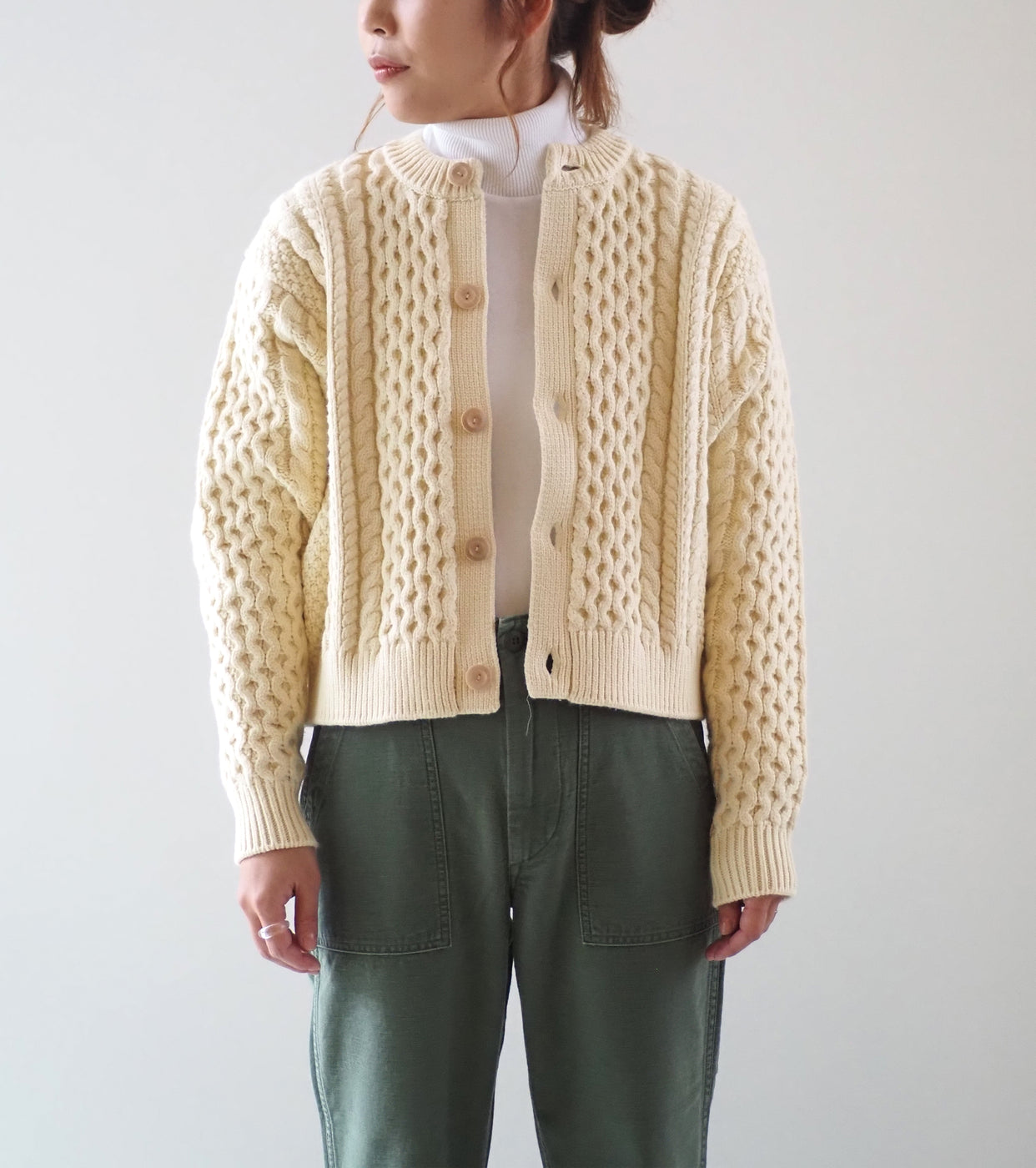 L.L.Bean JAPAN EDITION Women's Wayne Fisherman's Cardigan , Natural