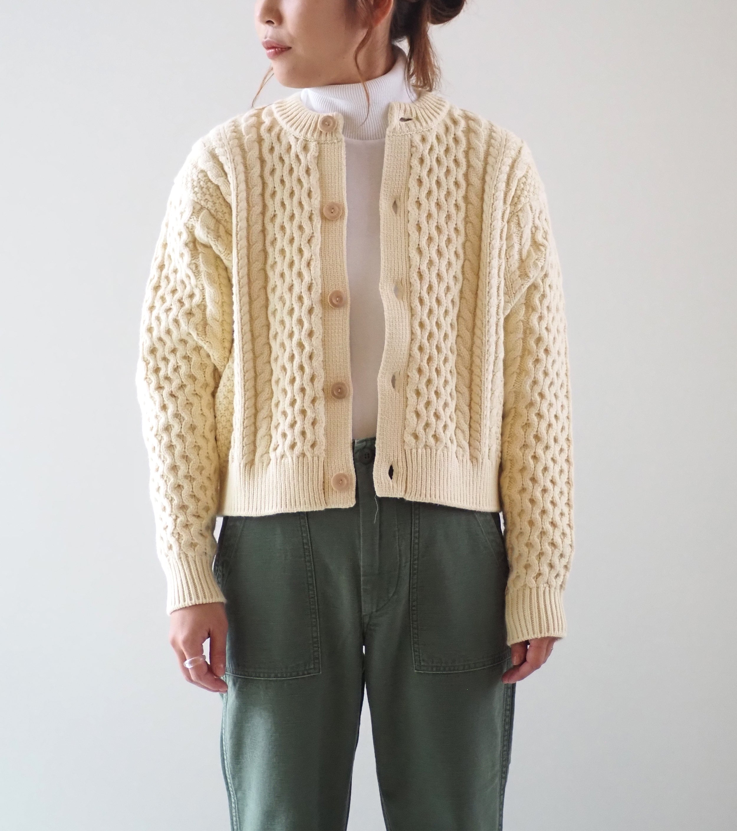 L.L.Bean JAPAN EDITION Women's Wayne Fisherman's Cardigan , Natural