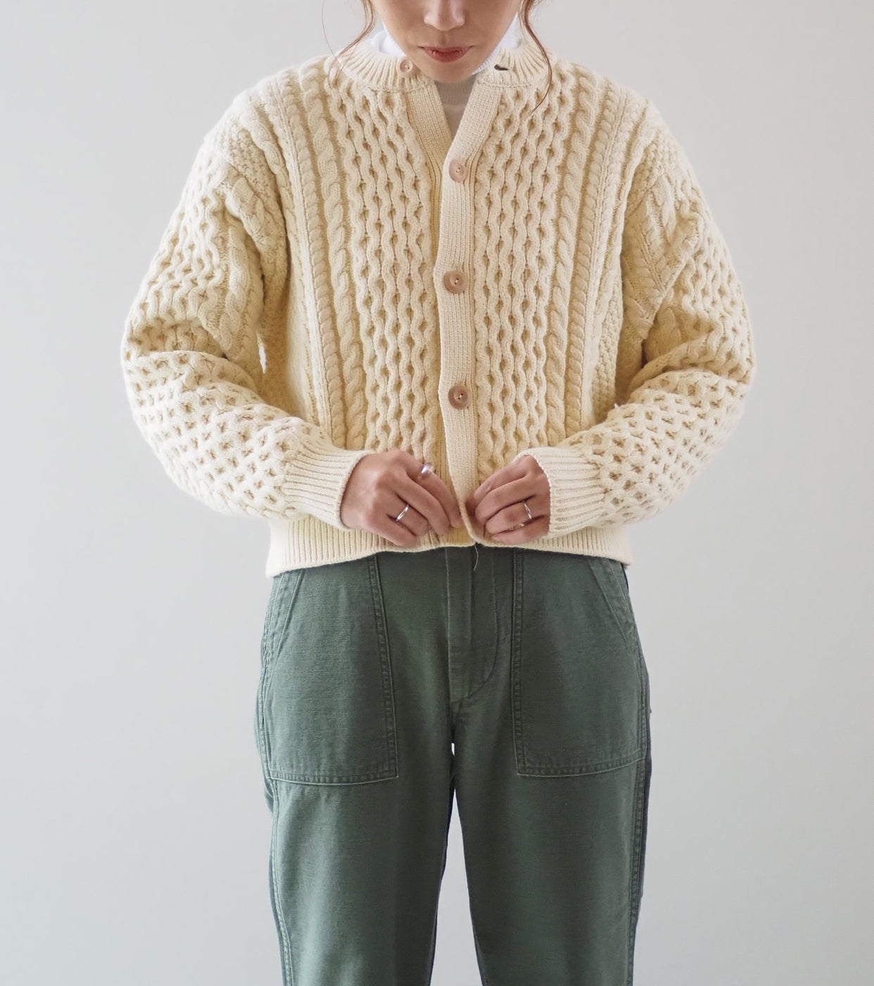 L.L.Bean JAPAN EDITION Women's Wayne Fisherman's Cardigan , Natural