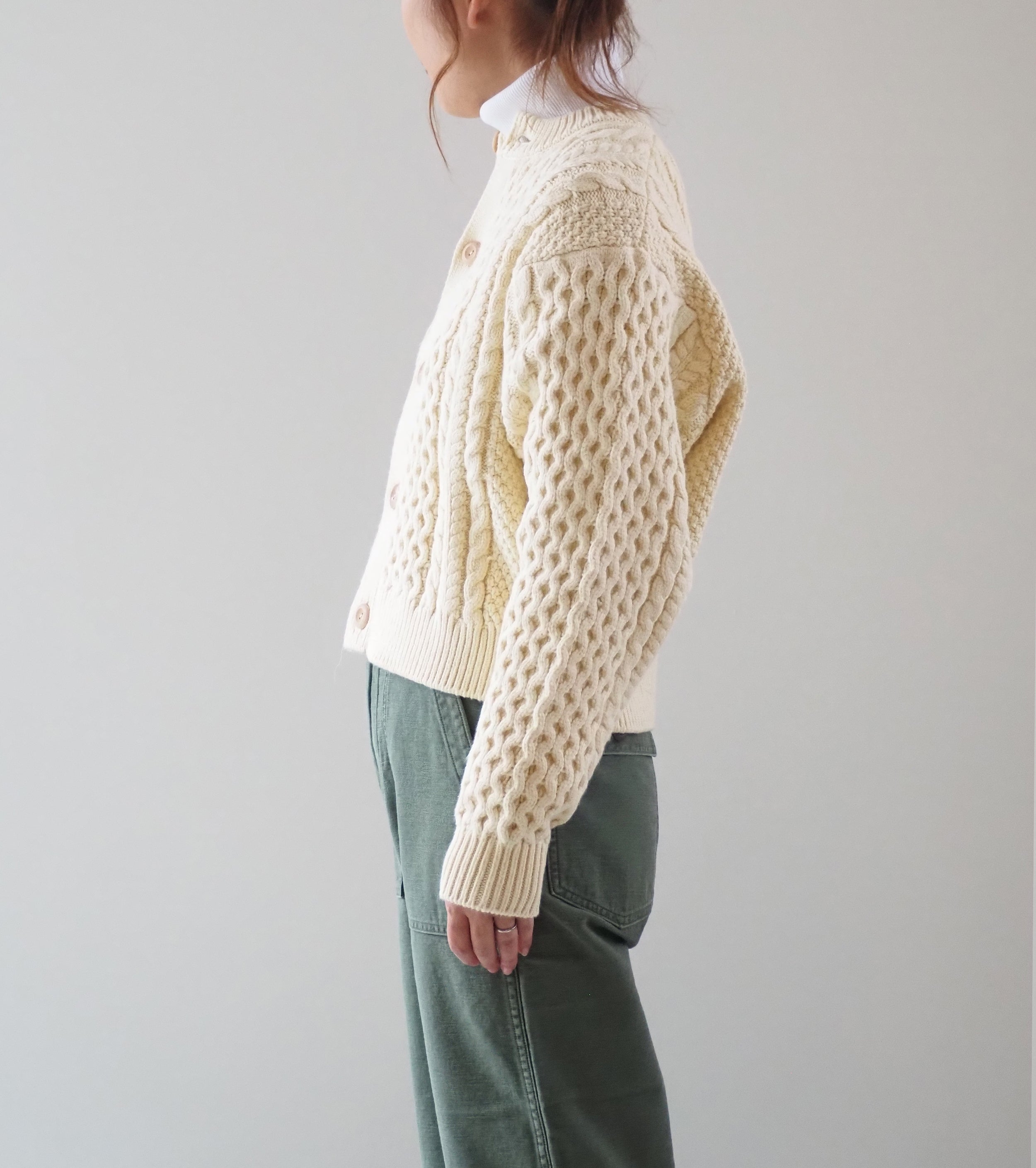 L.L.Bean JAPAN EDITION Women's Wayne Fisherman's Cardigan , Natural