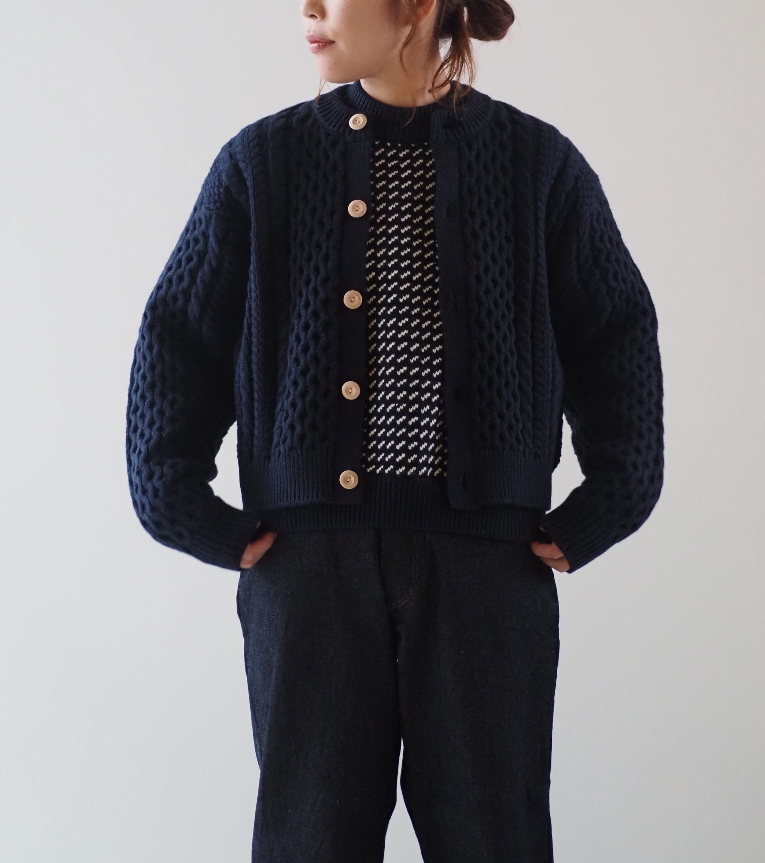 L.L.Bean JAPAN EDITION Women's Wayne Fisherman's Cardigan , Navy