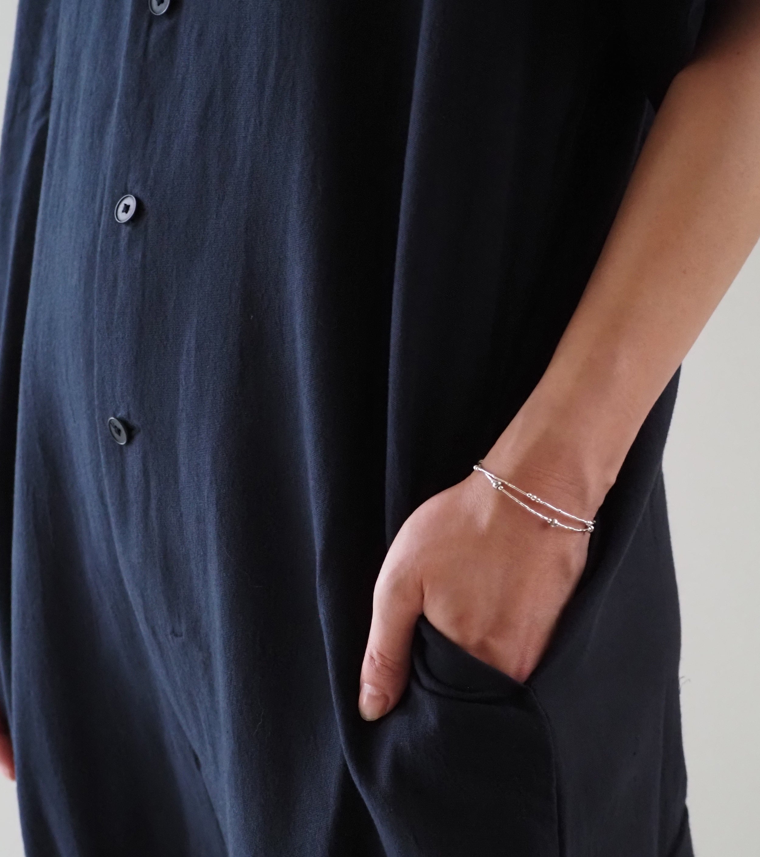 YAECA CONTEMPO Open Collar Jampsuits Short Sleaves,, Kusaki Navy
