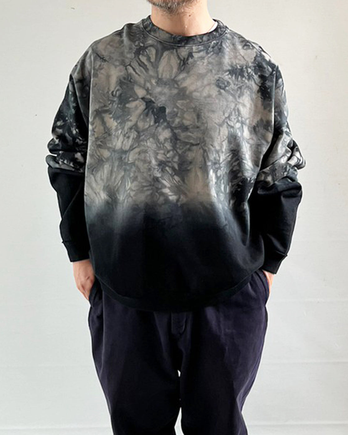 Organic Cotton Heavy Hanging Lining / Huge Sweatshirt Tie Dye,Light Gray