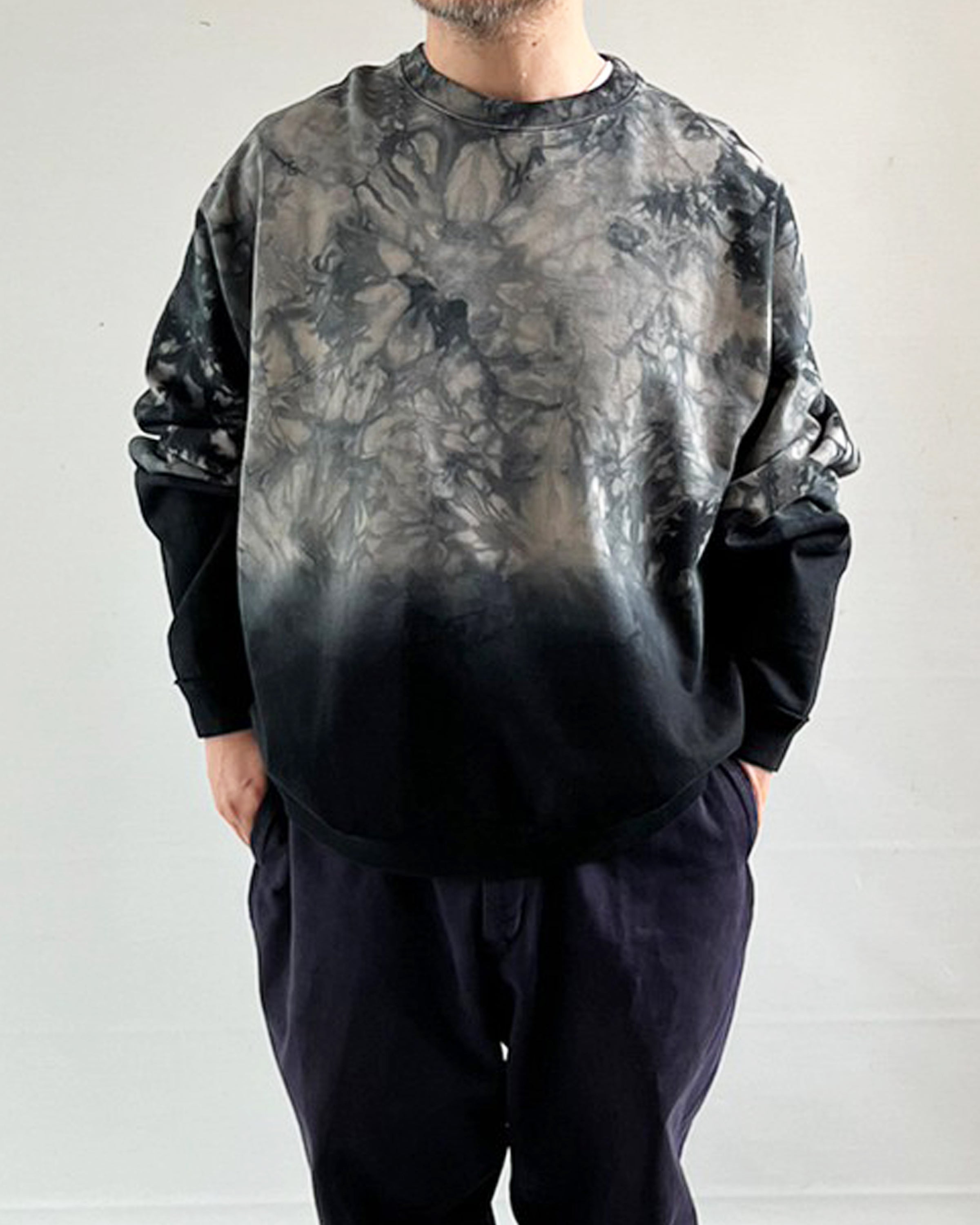 Organic Cotton Heavy Hanging Lining / Huge Sweatshirt Tie Dye,Light Gray
