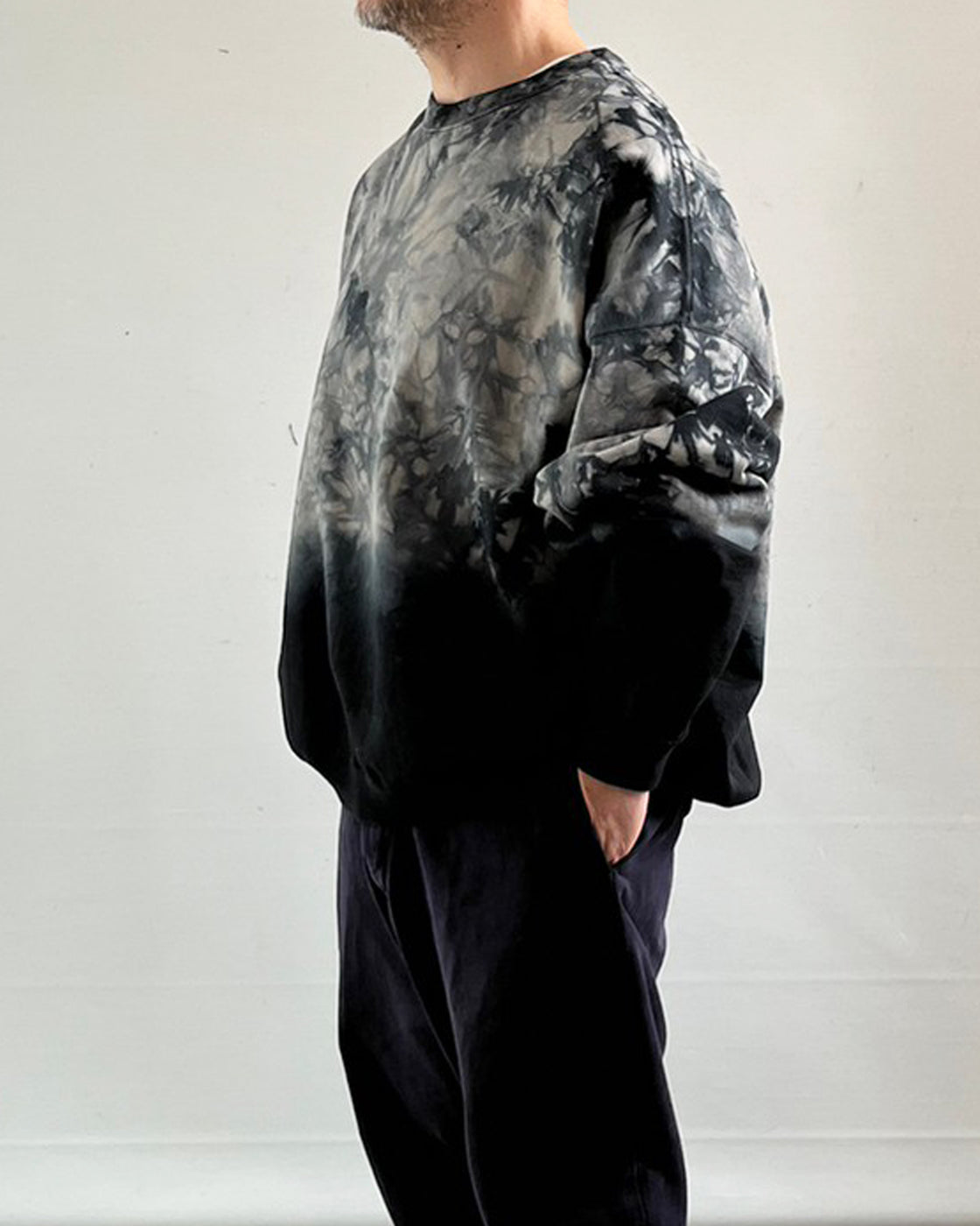 Organic Cotton Heavy Hanging Lining / Huge Sweatshirt Tie Dye,Light Gray