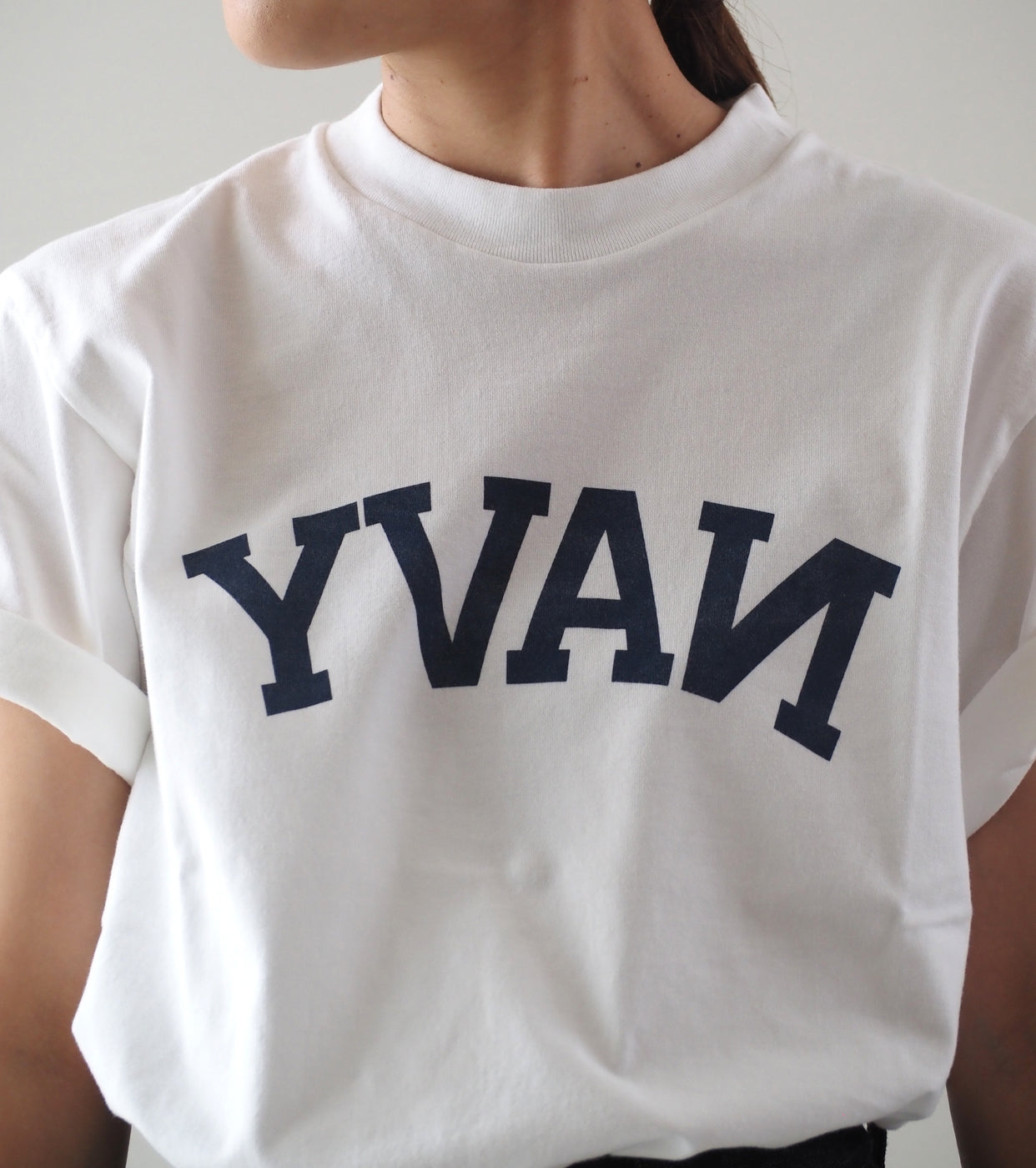 blurhms ROOT STOCK Navyblue Printed Tee shirt Standard , White